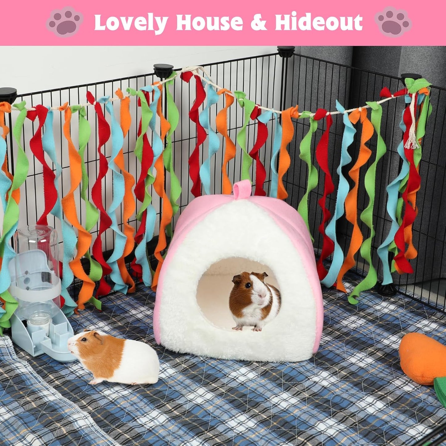 BWOGUE Guinea Pig House Bed Cozy Hamster Cave Large Hideout for Dwarf Rabbits Hedgehog Bearded Dragon Winter Nest Hamster Cage Accessories