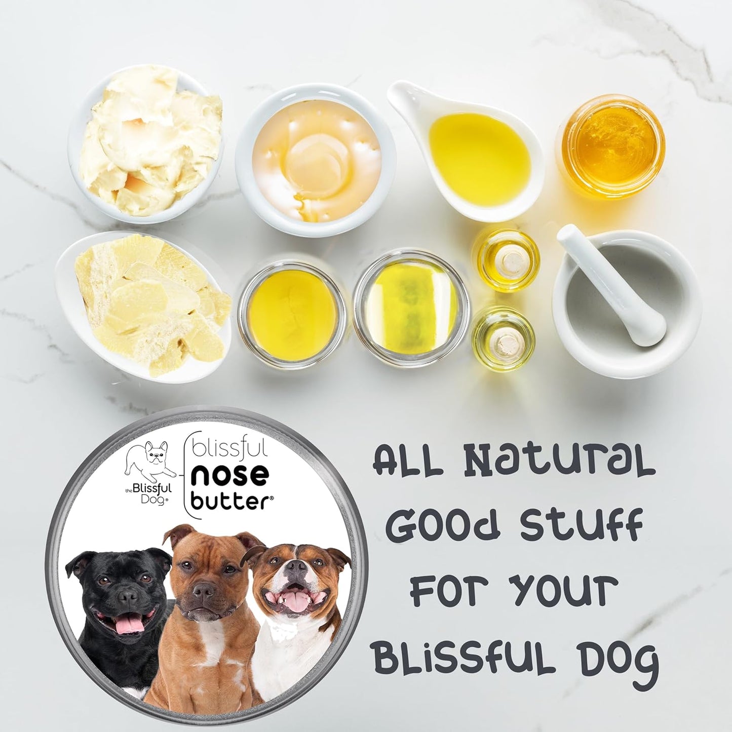 The Blissful Dog Staffordshire Bull Terrier Nose Butter, Versatile Dog Nose Balm for Dry Nose, Handcrafted Nose Moisturizer, Easy-to-Apply Dog Essentials, Unscented, 2 oz.