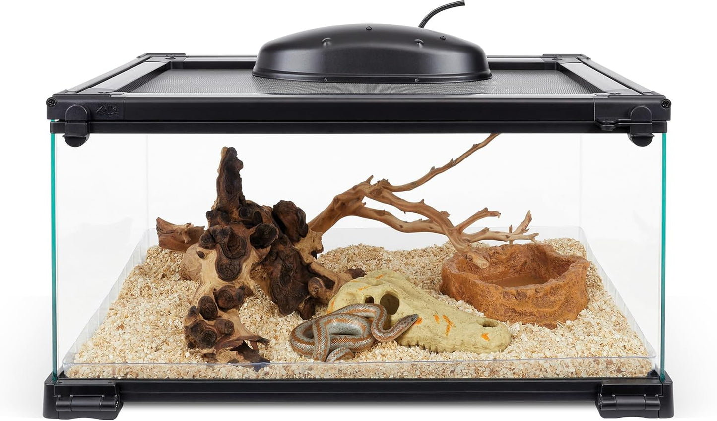 Zilla QuickBuild Reptile 10 Gallon Glass Terrarium Habitat with Bedding Tray For Geckos, Snakes, Lizards, Frogs, Turtles, and Tortoises, 20" x 12" x 10"