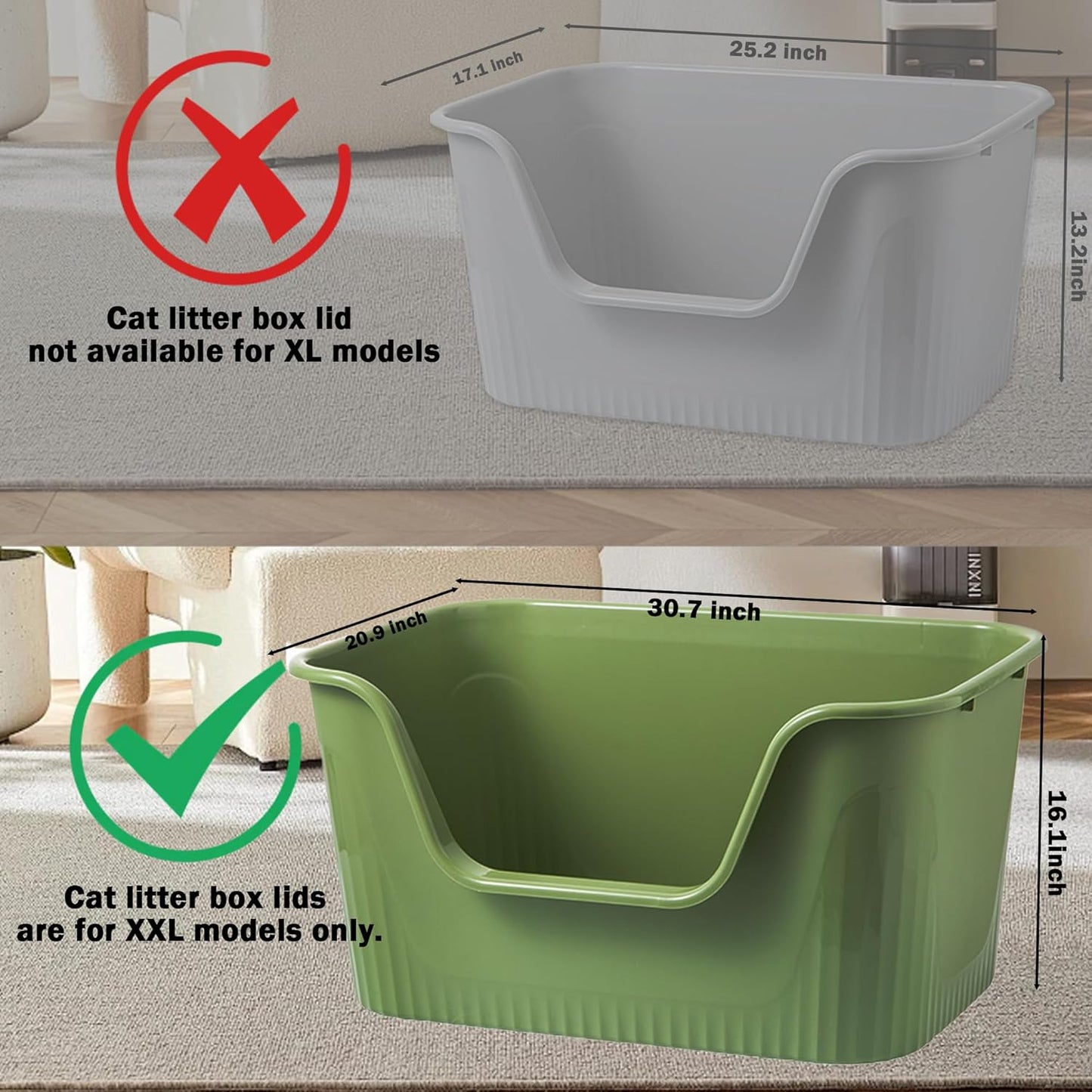Vealind Cat Litter Box Lid with Clear Door Only Fit for Vealind XXL Cat Litter Pan, Top Entry Litter Box with Lid