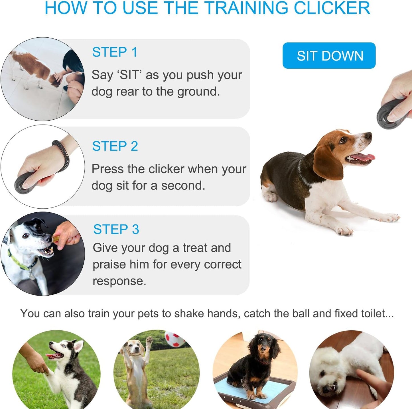 Clicker Training for Dogs, [4 Pcs, Multi-Color] Dog Clicker for Training, Clicker Dog Training with Wrist Strap, Clicker for Pets, Dog Clicker Perfect for Dog Cat Horse Behavioral Training