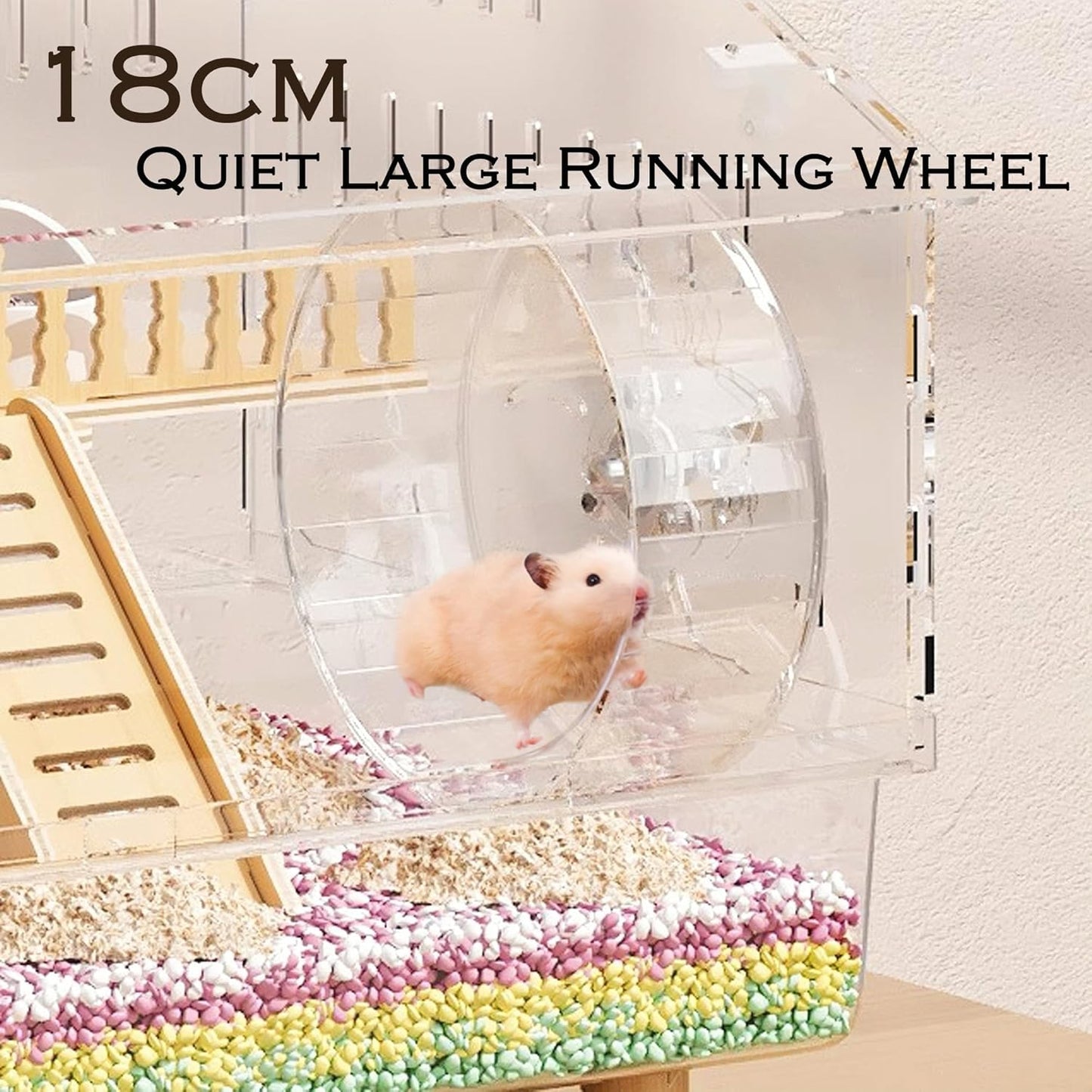 8 in 1 Acrylic Hamster Cage with All Accessories,18.5"x11.8"x14.6",2-Layer Hamster House with Full Transparent Viewing,Top Open Mouse Cage for Pet Mice,Hamster Habitat for Dwarf Hamster,Gerbils