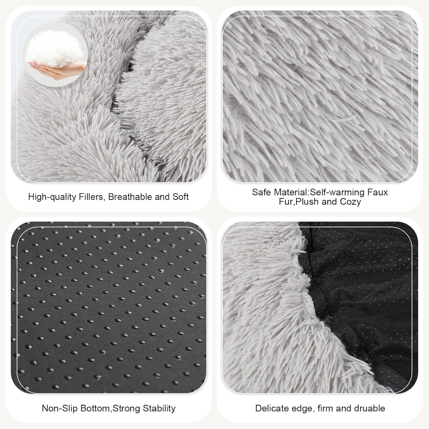 DogBaby Dog Bed, Anti-Anxiety Donut Cuddler Warming Cozy Soft Round Bed, Fluffy Calming Dog Beds for Small Dogs Cats, Washable Pet Bed