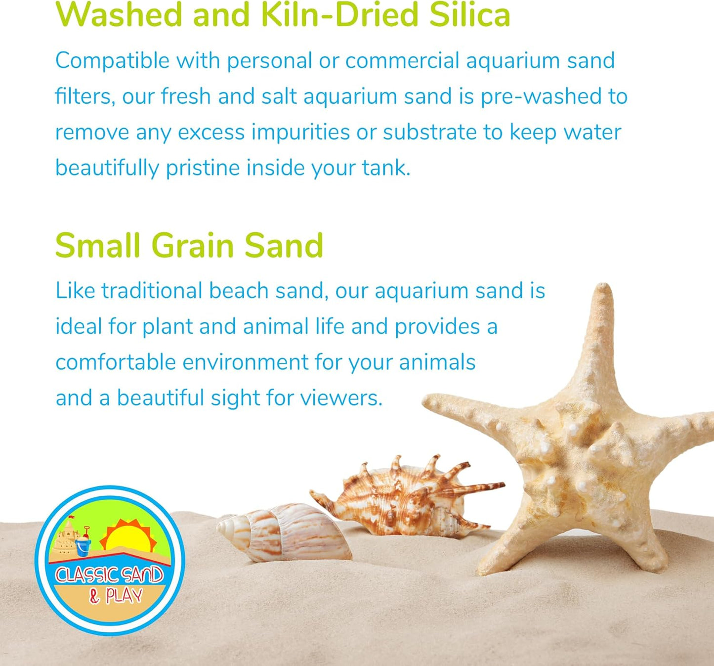CLASSIC SAND & PLAY Natural Aquarium Sand for Freshwater and Saltwater Tanks, 20 lb. Bag, Improves Filter Life and Filtration Process, Pre-Washed Fine Sand, Purple