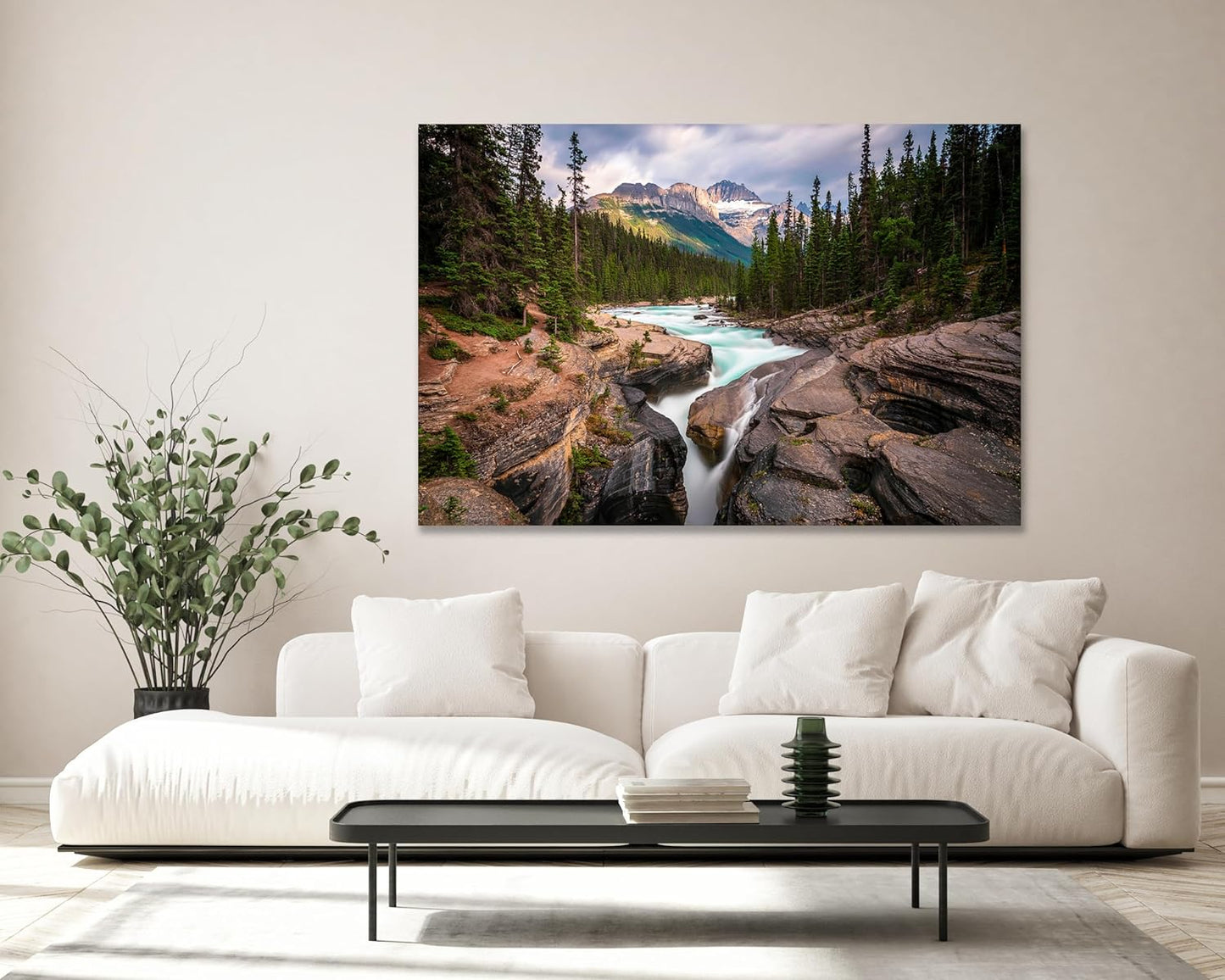 Nature Wall Art Prints - Ocean Forest Mountain Lake Canvas Landscapes - Small to Extra Large Living Room Bedroom Kitchen Bathroom Décor (Mountain River Waterfall, 20L" x 30W")