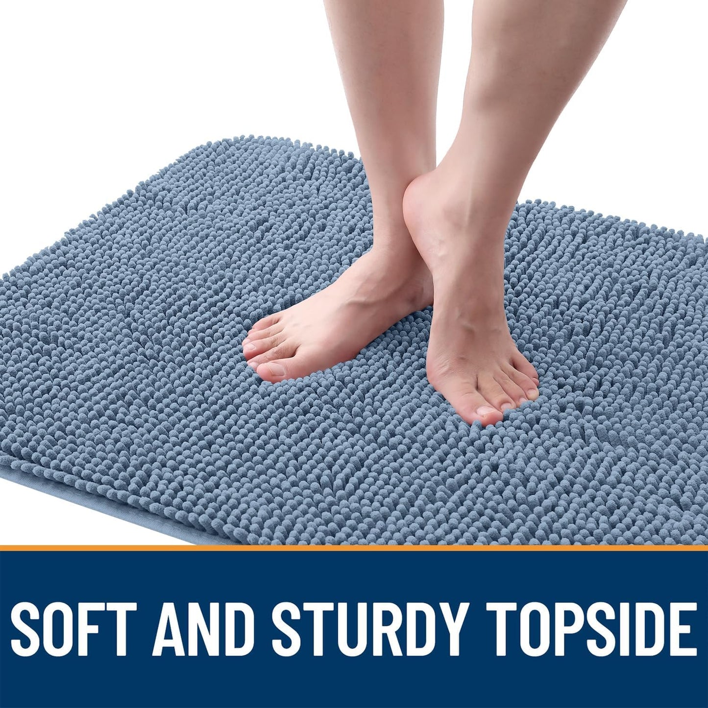 OLANLY Dog Door Mat for Muddy Paws 30x20, Absorbs Moisture and Dirt, Absorbent Non-Slip Washable Doormat, Quick Dry Chenille Mud Mat for Dogs, Entry Indoor Entryway Carpet for Inside Floor, Airy Blue