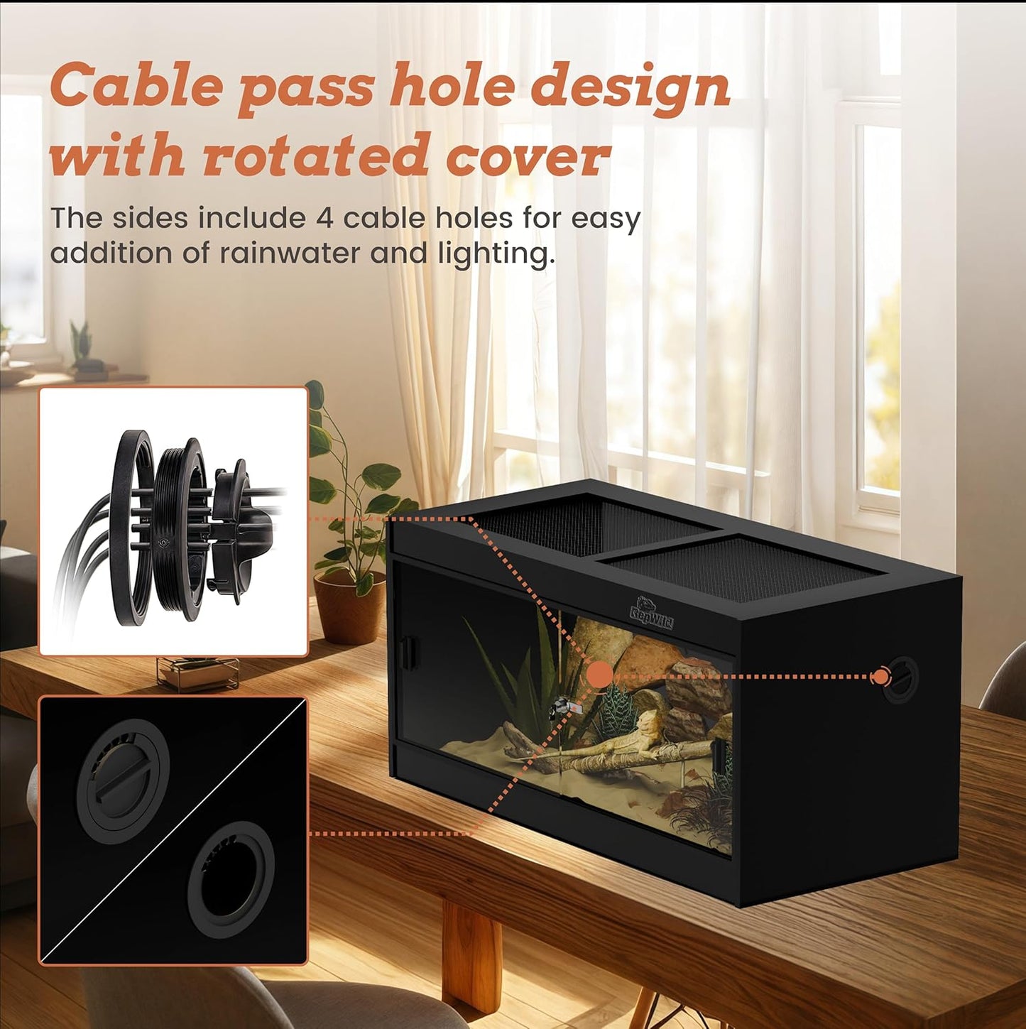 50 Gallon PVC Reptile Enclosure, RepWild 36"x18"x18" Terrarium/Tank with Heavy-Duty Screen Top, Glass Sliding Doors & Lock for Bearded Dragons, Ball Python, Geckos, Lizards