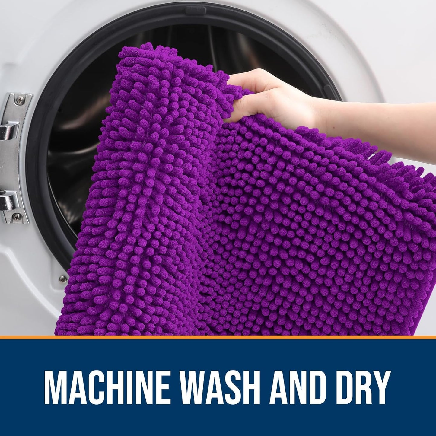 OLANLY Dog Door Mat for Muddy Paws 40x32, Absorbs Moisture and Dirt, Absorbent Non-Slip Washable Doormat, Quick Dry Chenille Mud Mat for Dogs, Entry Indoor Entryway Carpet for Inside Floor, Purple