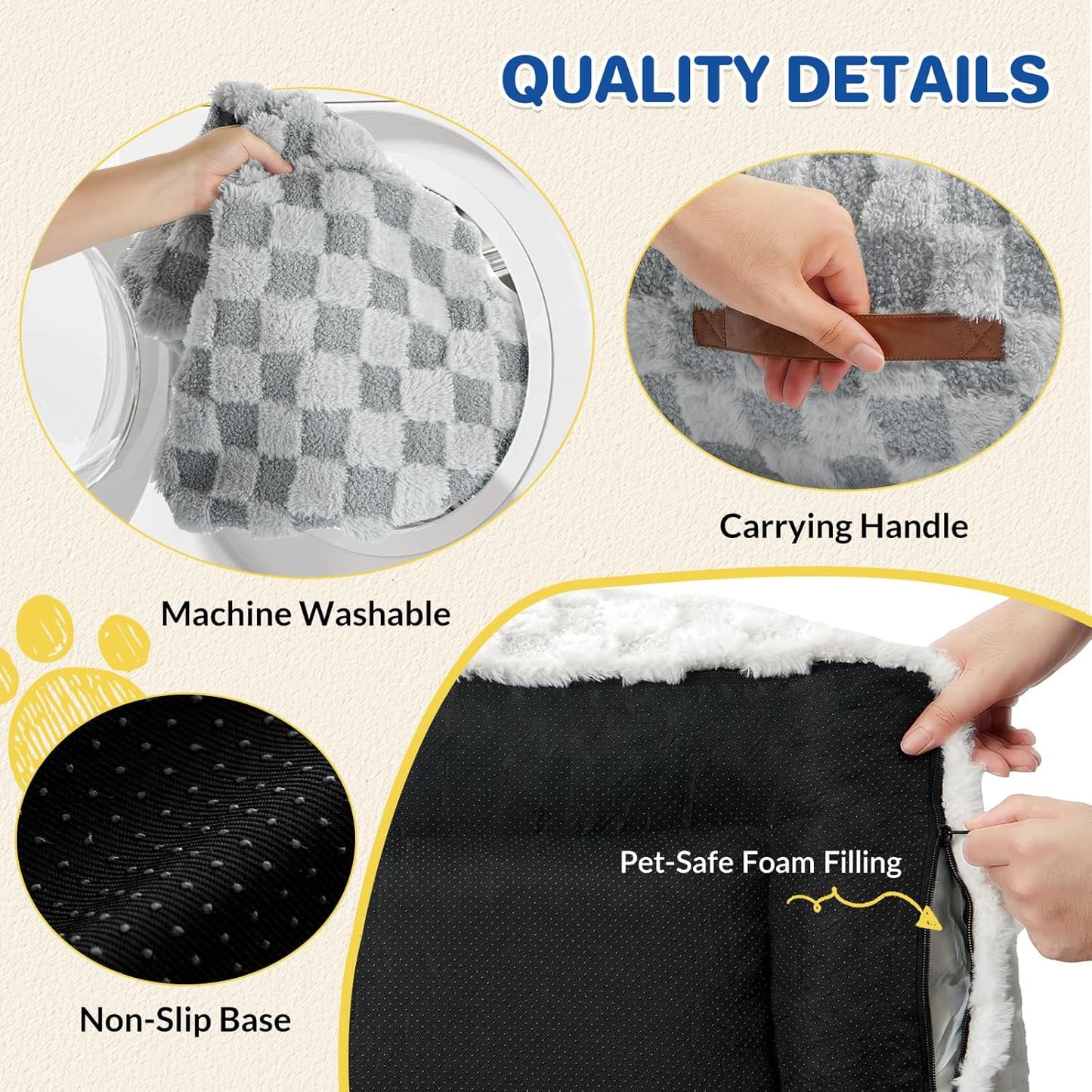 Cat Bed Cat Couch for Puppy and Kitten, Fluffy Pet Sofas Medium Dog Sofa Bed, Supportive Cats Sofa for Indoor Cats, Washable Cover & Non-Slip, 32 inch, Grey