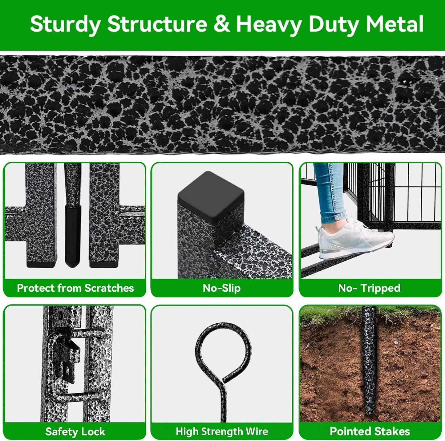 Dog Playpen Outdoor Extra Wide 24 Panels Heavy Duty Dog Fence 32" Height Anti-Rust with Doors Portable for RV Camping Yard, Total 63FT, 316 Sq.ft, Snowy Black