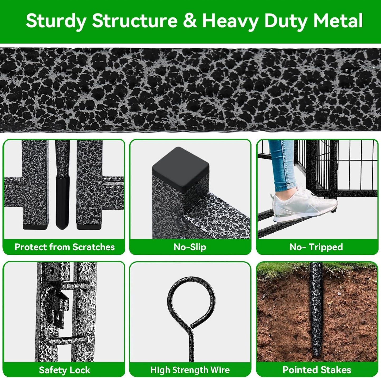 Dog Playpen Outdoor Extra Wide 12 Panels Heavy Duty Dog Fence 32" Height Anti-Rust with Doors Portable for RV Camping Yard, Total 32FT, 79 Sq.ft, Snowy Black