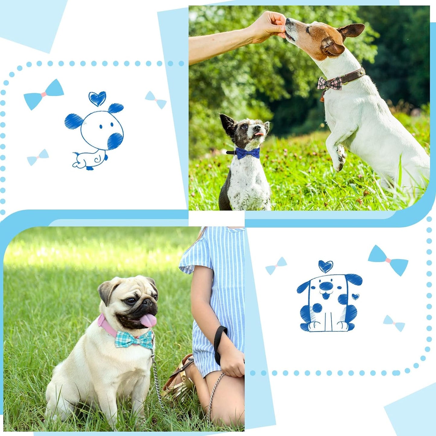 16 Pieces Dog Bow Ties Slide Hawaiian Styles Dog Collar Attachment Bows with Rubber Bands Dog Bow Ties for Large Dogs Spring Summer Grooming Independence Day(Classic Style)