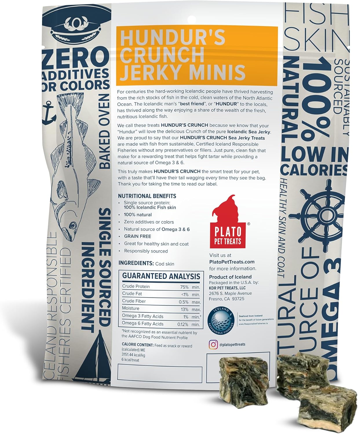 PLATO Hundur's Crunch Jerky Minis 10oz, Natural (859554001397)