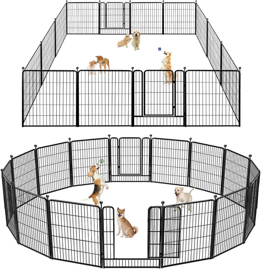 Dog Playpen 32 inch 20 Panels Indoor Outdoor Dog Pen for Medium/Small Dogs Heavy Duty Metal Dog Fence Outdoor for Yard, Puppy Playpen with Door Portable Pet Fence for RV Camping Yard