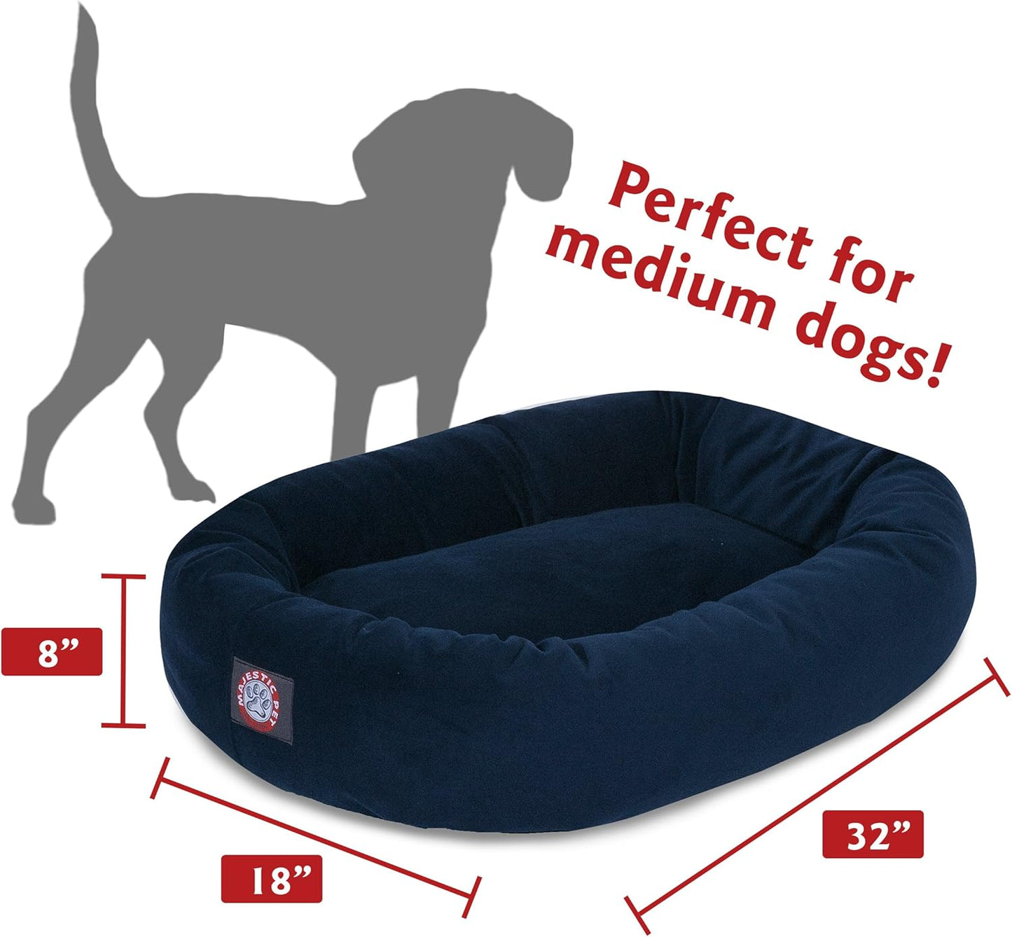 Majestic Pet Villa 32 Inch Shredded Memory Foam Dog Bed for Medium Sized Dogs 32x23x7 Inch–Orthopedic Dog Bed - Durable Pet Bed - Washable Medium Pet Bed with Head Support-Apple