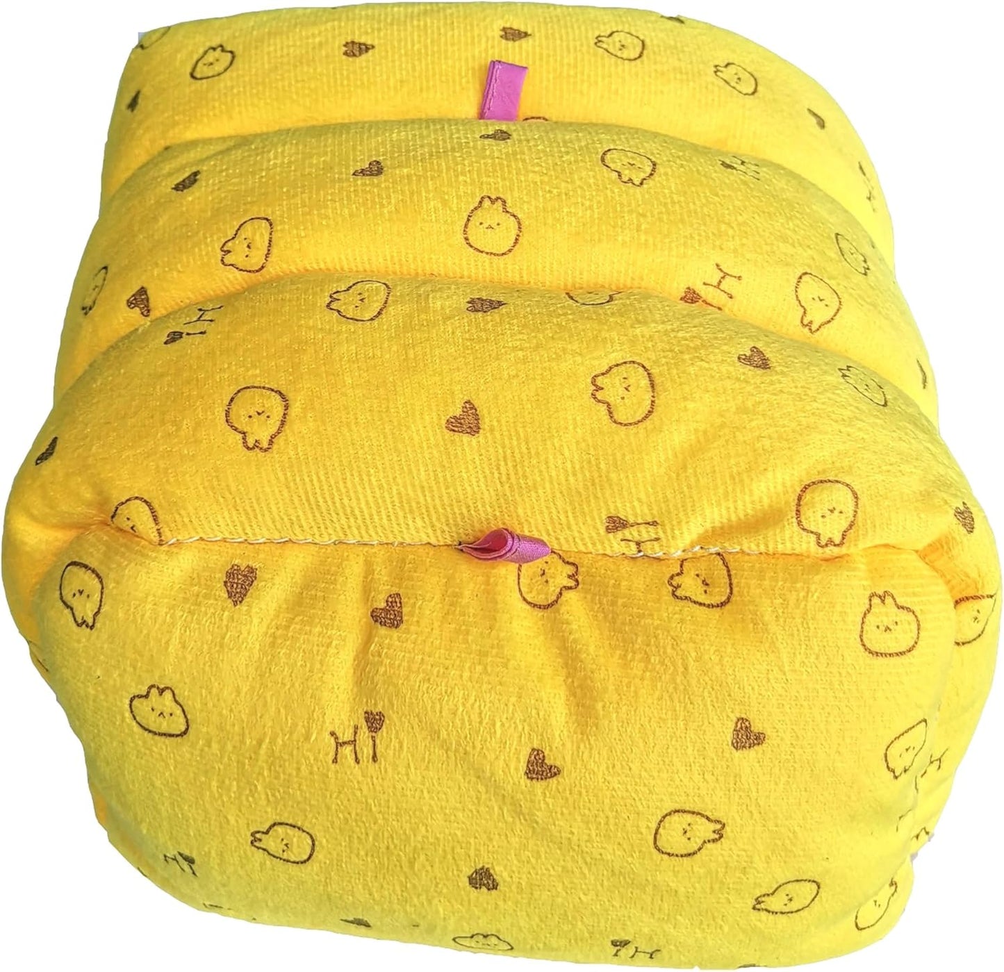 WOWOWMEOW Guinea-Pigs Bed,Hamster Bed,Small Animals Warm Hanging Cage Cave Bed (L, Heart-Yellow)