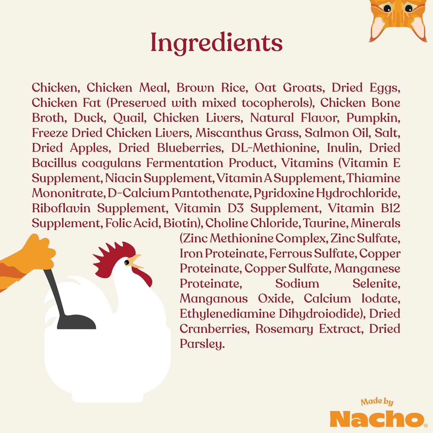 Made by Nacho Dry Cat Kibble 2lb Bag, High Protein Premium Cat Food with Freeze-Dried Pieces, Cage-Free Chicken, Duck & Quail, Limited Ingredients, Single Bag