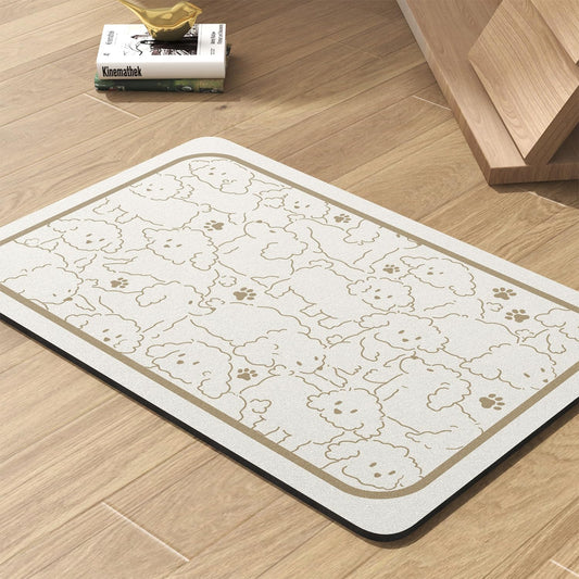 Pet Feeding Mat-Absorbent Dog Mat for Food and Water Bowl-No Stains Quick Dry Water Dispenser Mat-Dog Accessories Pet Supplies-Bowl for Messy Drinkers（FRAMEDOGS,23"x34"