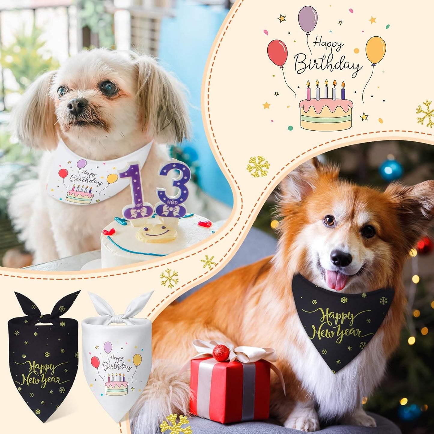 Weewooday 50 Pcs Holiday Dog Bandanas Bulk Dog Bandanas for Fall Autumn Halloween Christmas Soft Bibs Adjustable Triangle Bandana for Small Medium Large Costume (25.6 x 17.7 x 17.7 Inch)