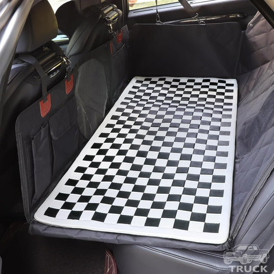 Non-Slip Pet Bed Mat for Truck Back Seat Extender, Hair Resistant Dog Blanket for Hard Bottom Dog Car Seat Cover, Anti Slip Pet Linner Backseat Cover Black Plaid XL