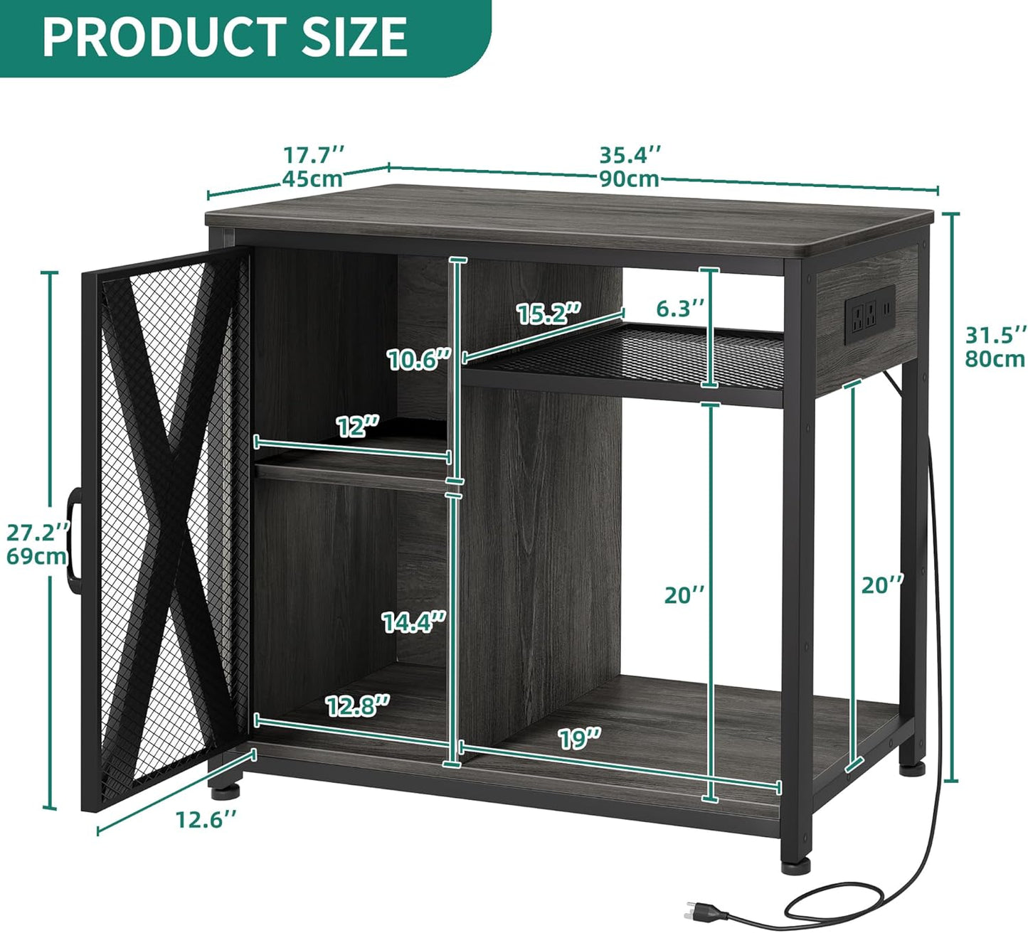 YITAHOME Fish Tank Stand with Power Outlets & LED Light, 40-50 Gallon Metal Aquarium Stand with Cabinet for Fish Tank Accessories Storage for Turtle Tank, Reptile Terrarium, 660LBS Capacity, Grey