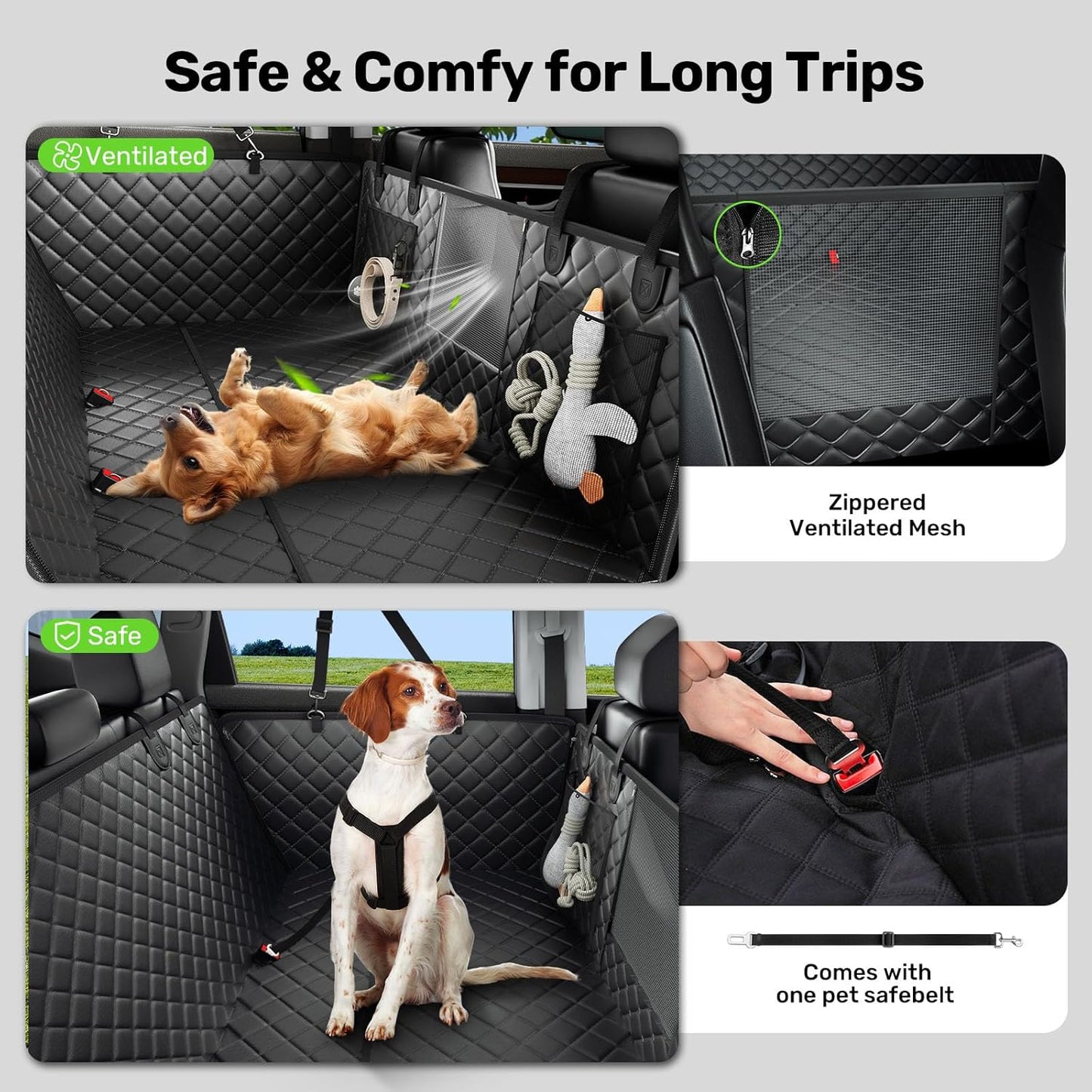 Zanch 2025 Upgraded Dog Car Seat Cover, 400 lbs Heavy Duty Hard Bottom, Waterproof & Anti-Scratch Back Seat Protector, Nonslip Pet Hammock Extender for Large Trucks, SUVs, Vans, XL-Orange