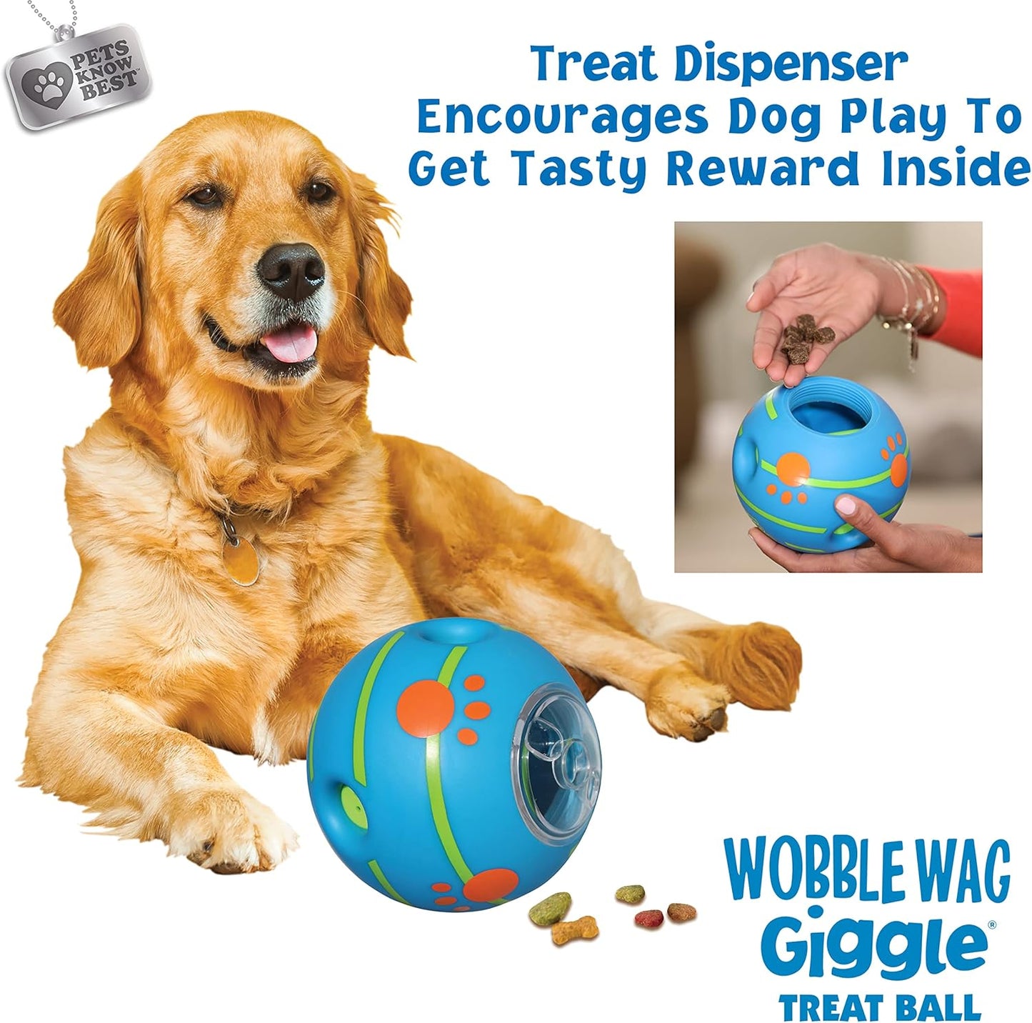 Wobble Wag Giggle Treat Ball- Interactive Dog Toy & Treat Dispenser, Fun Giggle Sounds When Rolled or Shaken, Great for Dogs Pets Know Best