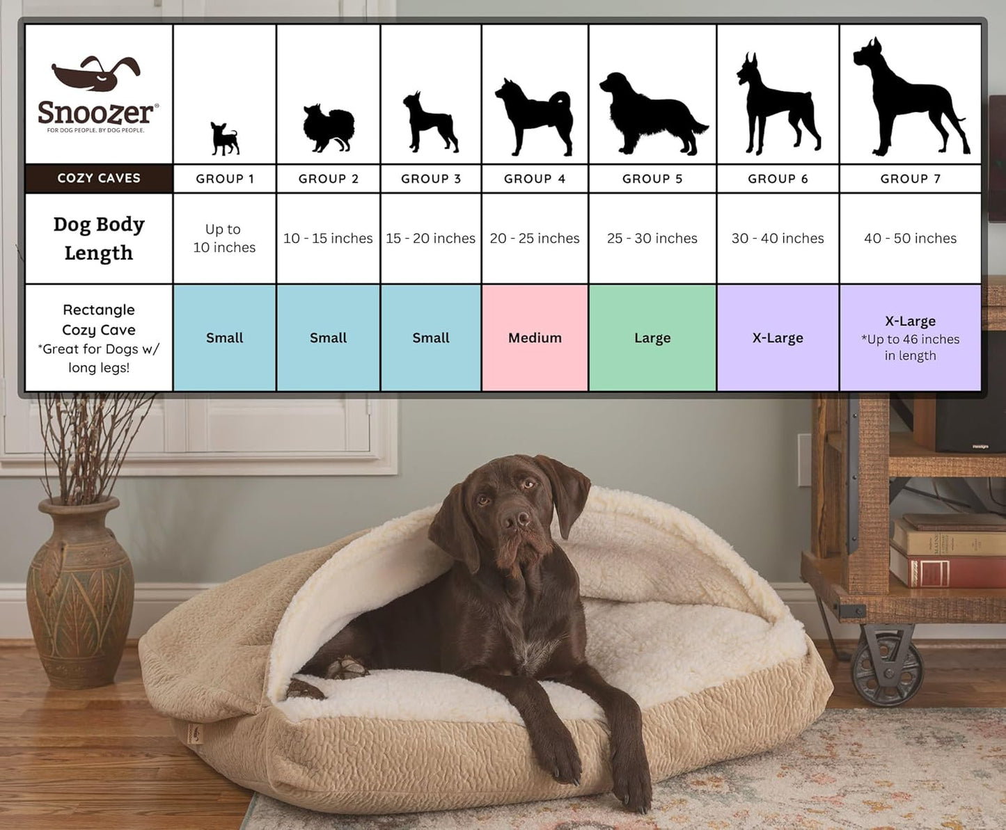 Snoozer Pet Products Luxury Rectangle Cozy Cave, Wag Collection, Small, Ramey Gray