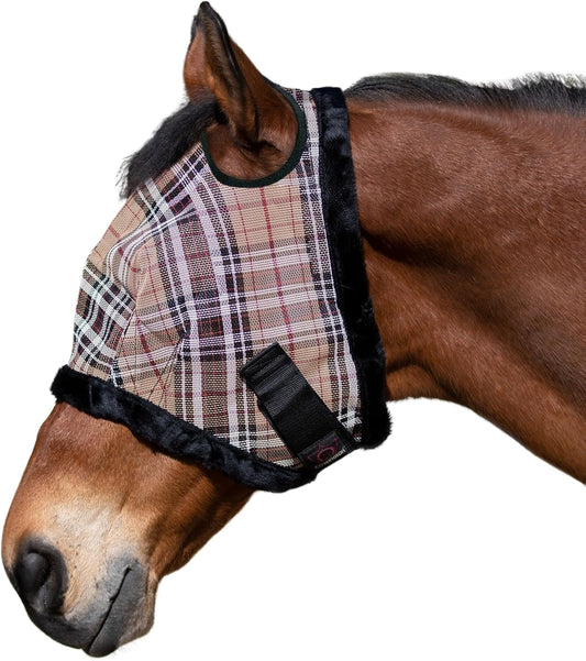 Kensington UV Fly Mask with Fleece Trim - Protective Mask with Dual Ear Opening & Forelock Freedom - Size: Small Color: 121-Deluxe Black