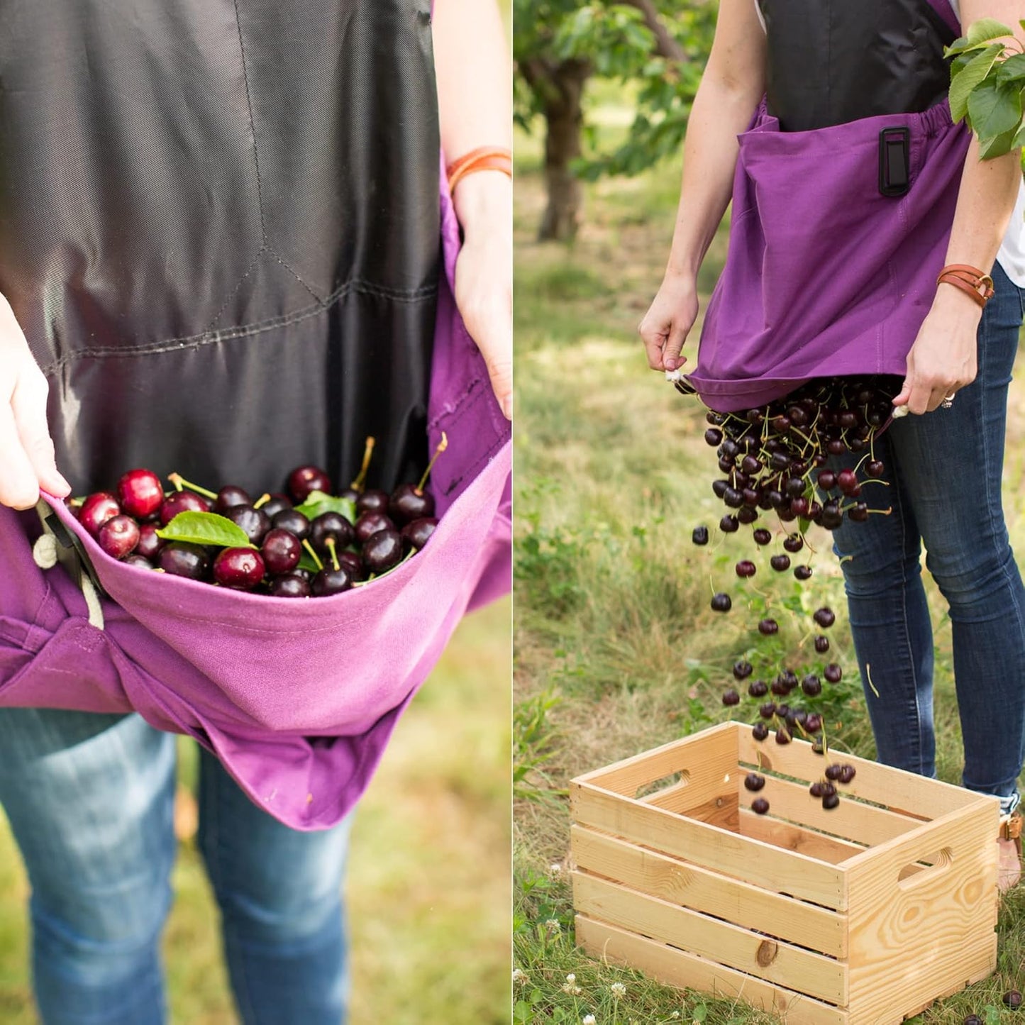 Roo Gardening Apron with Pockets & Harvesting, Picking Pouch - Adjustable, Water-resistant, Washable Canvas Cotton