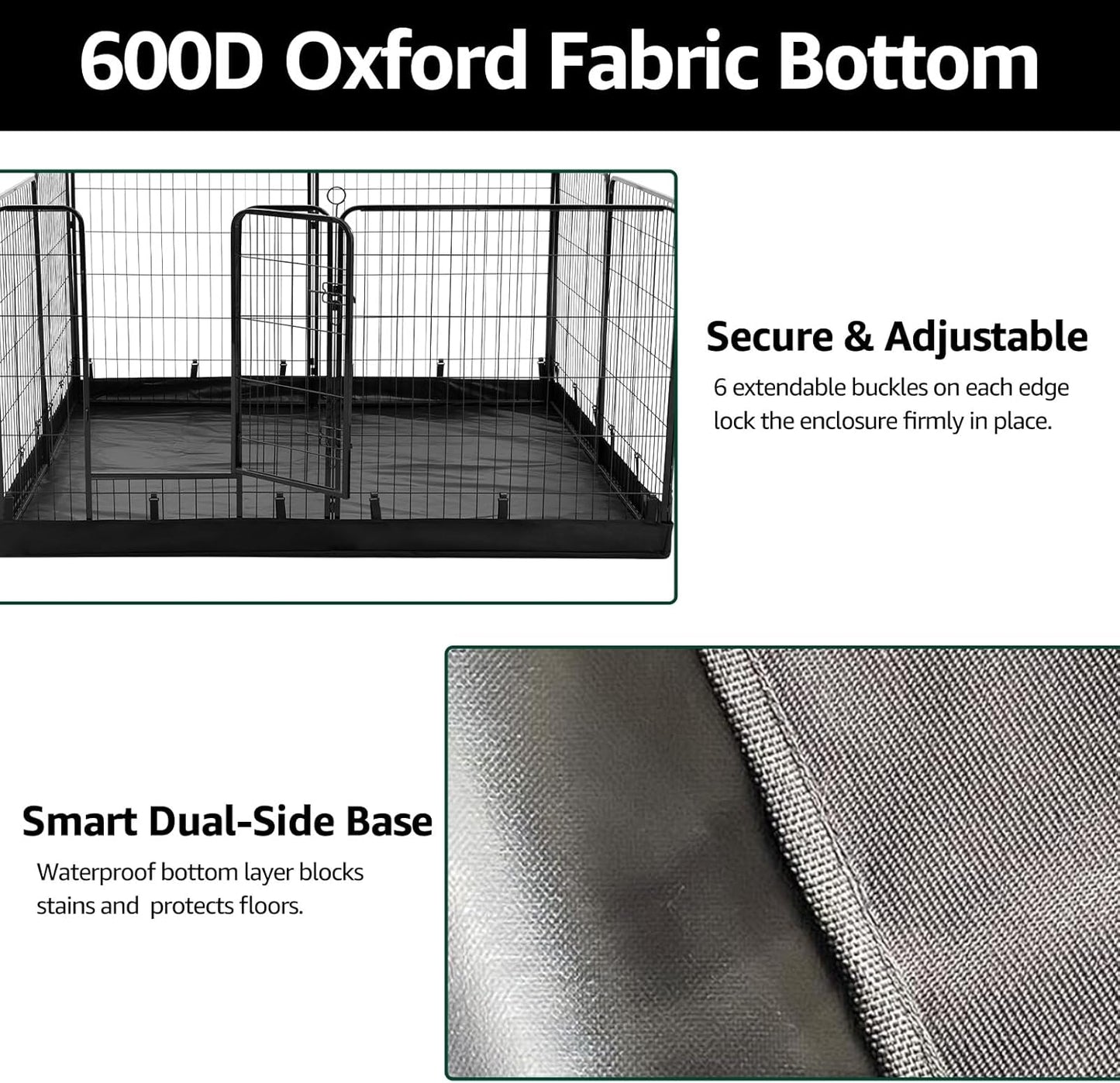 PJYuCien Dog Playpen Plus Storage Bag, 24" H 8 Panels Puppy Pen with Square Bottom, Heavy Duty Dog Fence for Puppies/Small Dogs