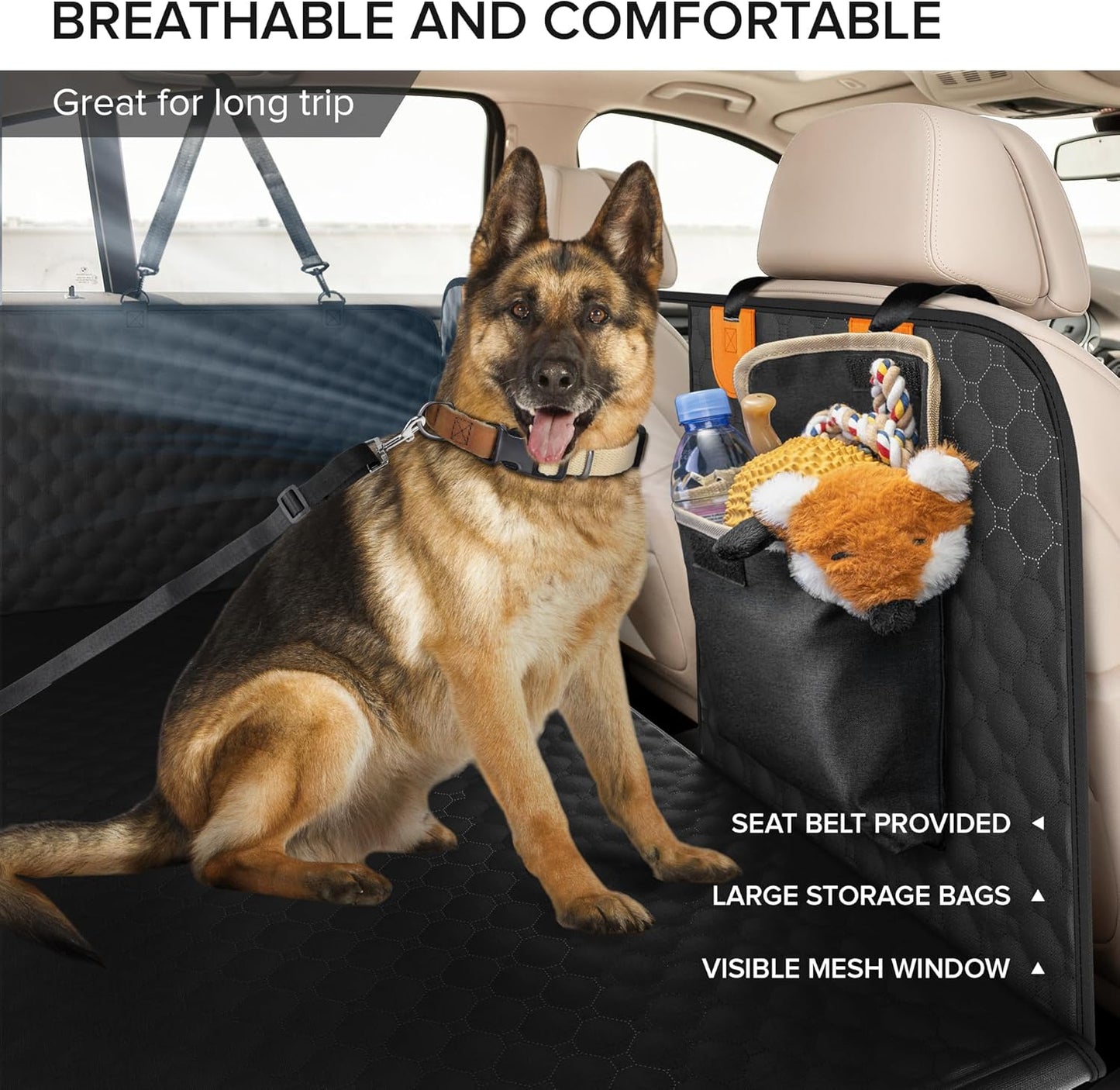 SHARLOVY XL Truck Back Seat Extender for Dogs, Large Hard Bottom Dog Car Seat Cover for Back Seat, Heavy Duty Dog Car Hammock, Waterproof Pet Seat Covers for Trucks, F150, Ram1500 and Large SUV