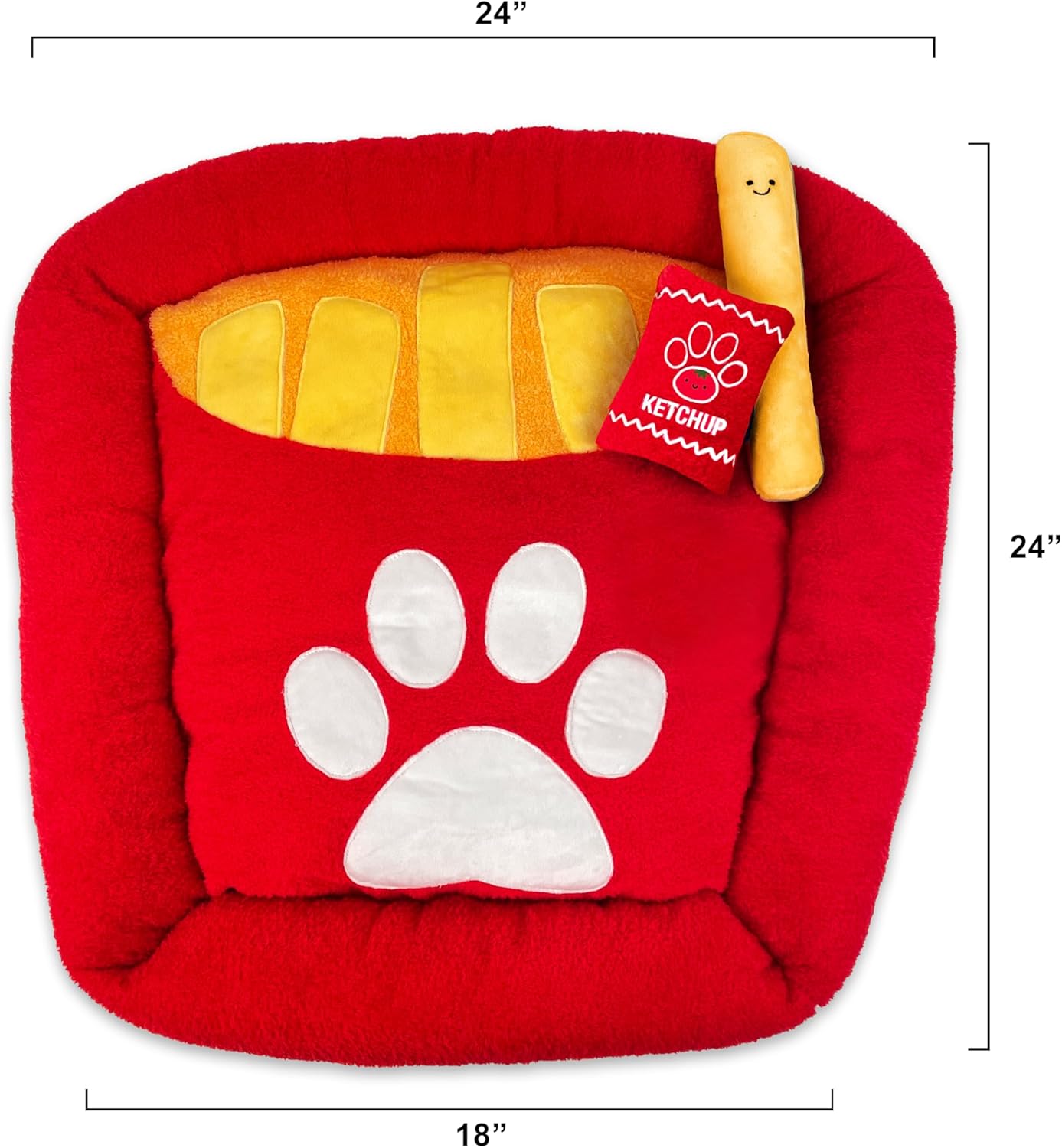 TONBO Soft Plush Small Cute and Cozy Nature Dog Cat Bed, Washer and Dryer Friendly (French Fries)