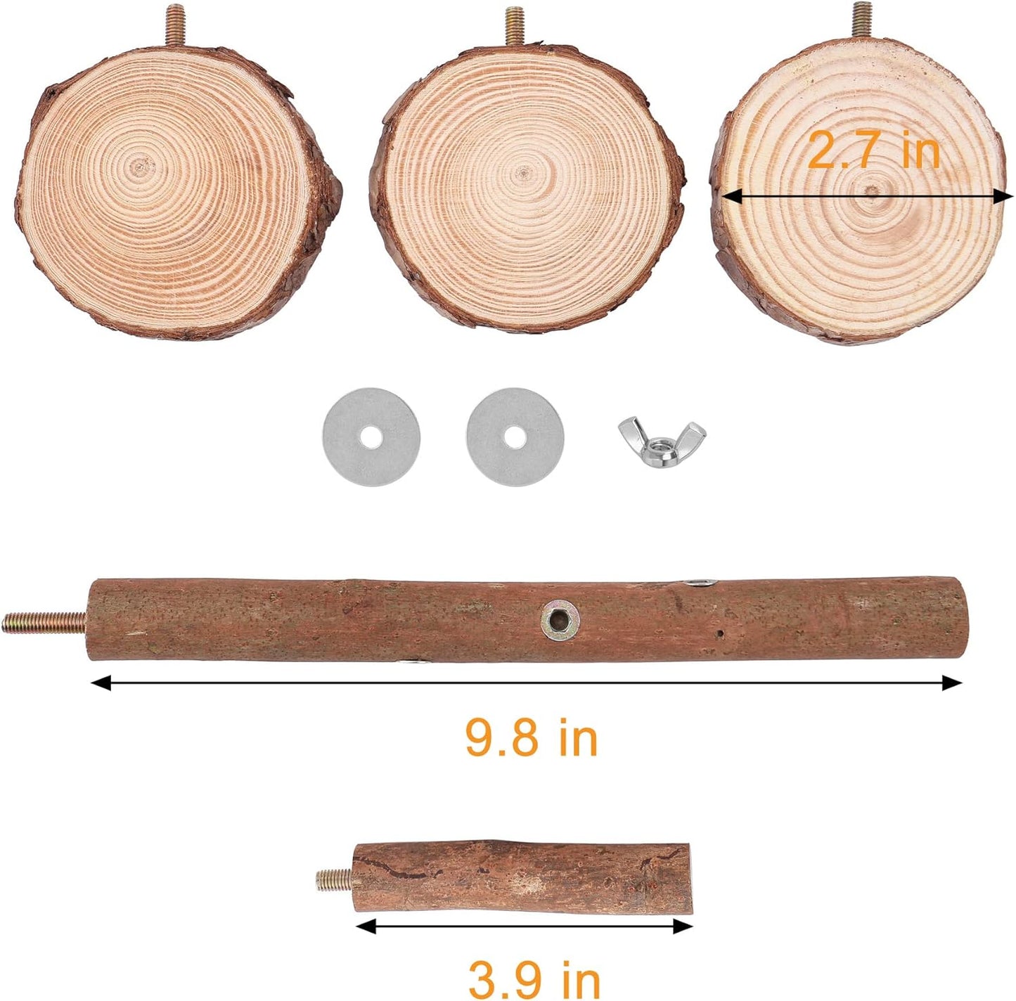 Natural Wood Bird Perch Stand Platform, Hanging Round Wooden Rotating Platform Pet Parrot Bird Cage Perches for Parakeet Parrots Cockatiel Hamster Gerbil Chinchillas(Round Platform)