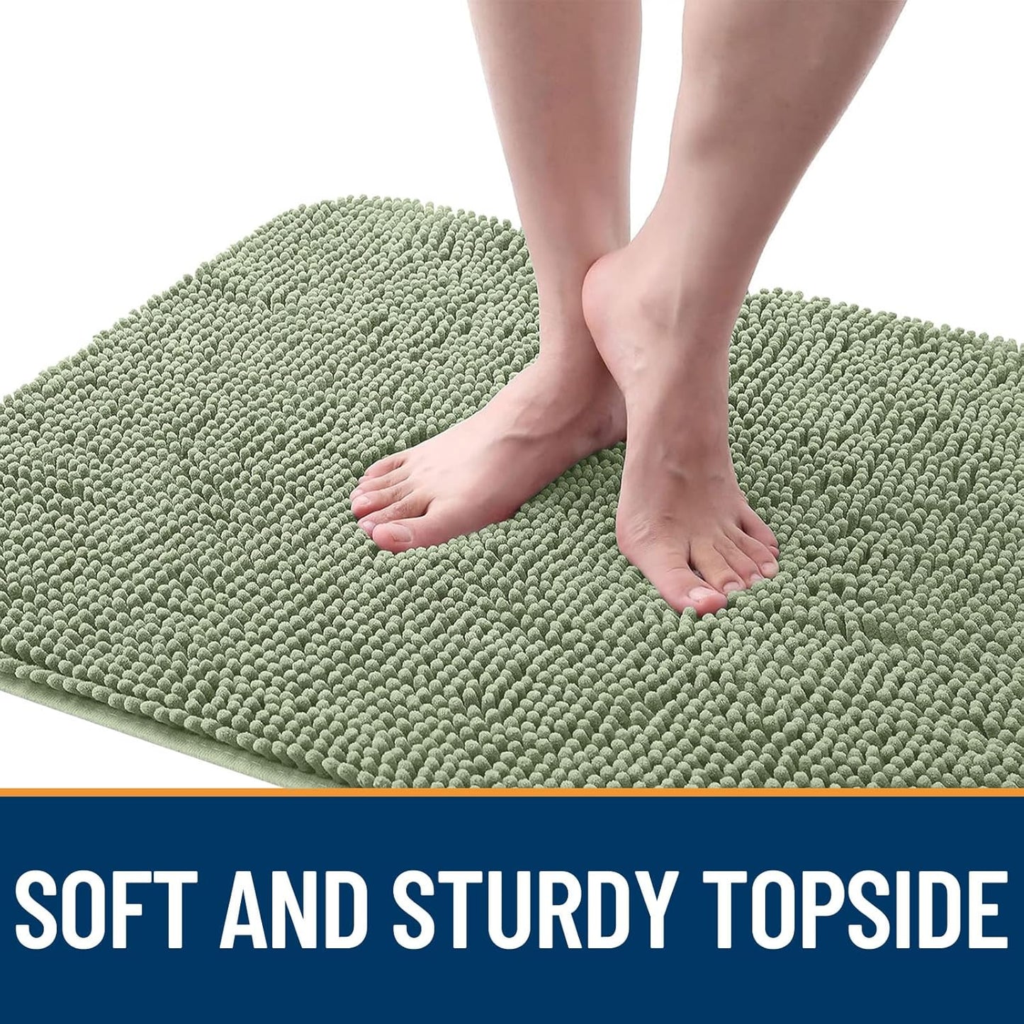 OLANLY Dog Door Mat for Muddy Paws 30x20, Absorbs Moisture and Dirt, Absorbent Non-Slip Washable Doormat, Quick Dry Chenille Mud Mat for Dogs, Entry Indoor Entryway Carpet for Inside Floor, Sage Green