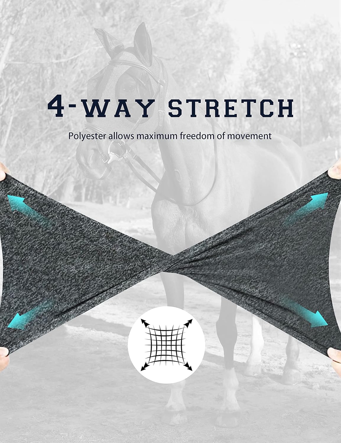 Horse Fly Mask with Ears, UV Protection Mask for Horses, Elasticity Mask with Big Mesh Eye Covers, Snug Fitting Comfortable Breathable Lightweight Dappled Gray Cob