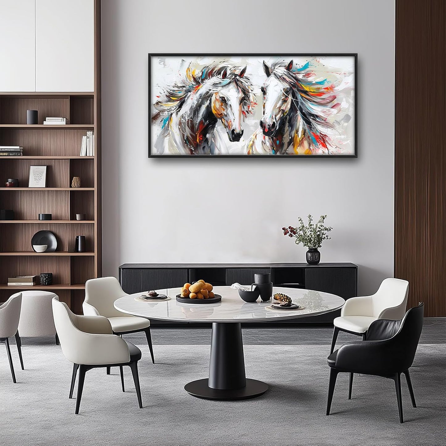 Quorin Horse Large Wall Art White Horse Animal Pictures Wall Decor Colorful Graffiti Canvas Print Painting Artwork for Bathroom Living Room Bedroom 60L x 30W