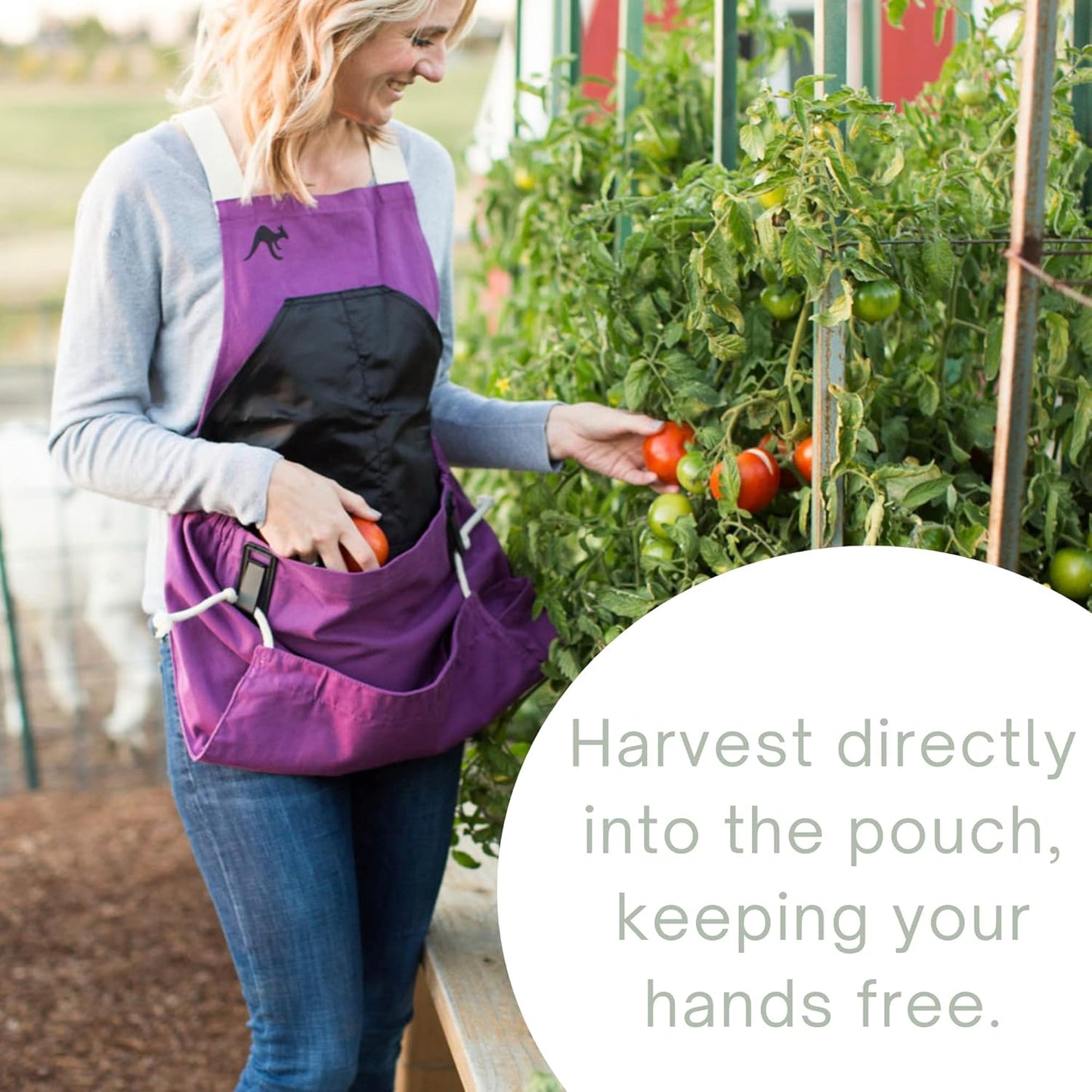 Roo Gardening Apron with Pockets & Harvesting, Picking Pouch - Adjustable, Water-resistant, Washable Canvas Cotton