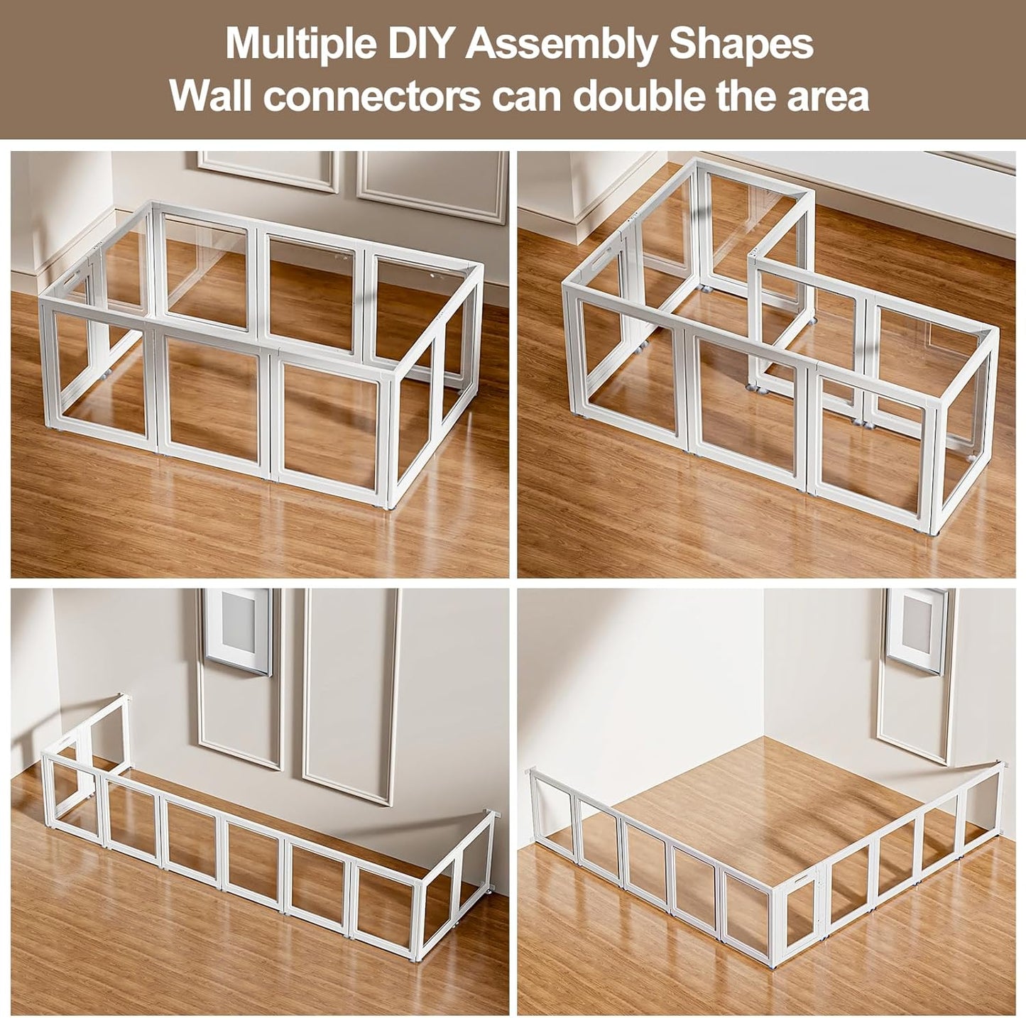 Clear Acrylic Dog Playpen Transparent Dog Playpen Indoor, Easy Assemble Clear Pet Pen for Puppy Bunny Cat Pig, Sturdy & Easy Cleaning Plastic Dog Puppy Fence (30" H, 10PCS)