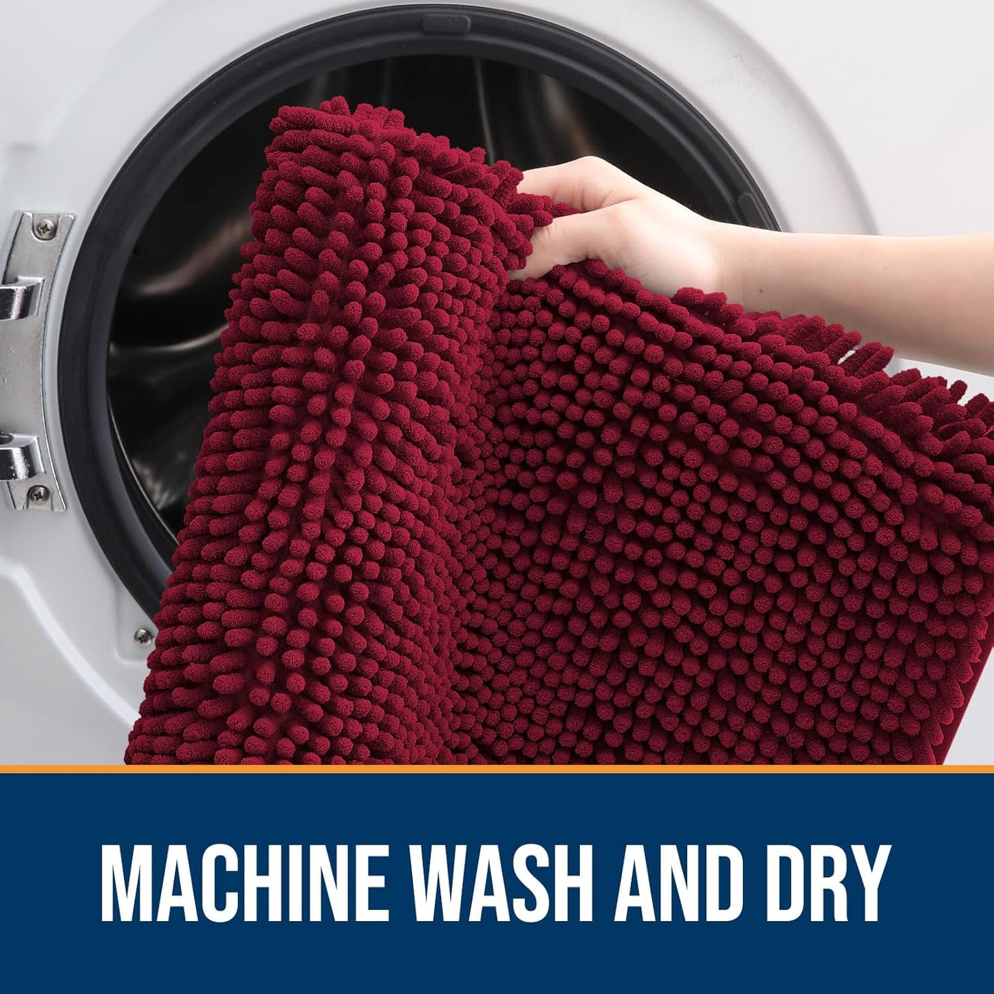 OLANLY Dog Door Mat for Muddy Paws 47x20, Absorbs Moisture and Dirt, Absorbent Non-Slip Washable Doormat, Quick Dry Chenille Mud Mat for Dogs, Entry Indoor Entryway Carpet for Inside Floor, Burgundy