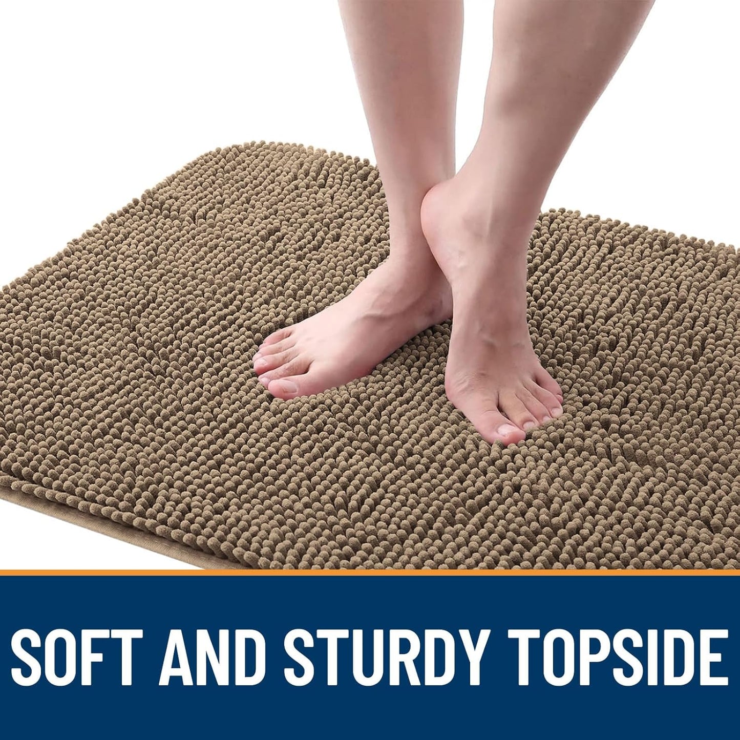 OLANLY Dog Door Mat for Muddy Paws 30x17, Absorbs Moisture and Dirt, Absorbent Non-Slip Washable Doormat, Quick Dry Chenille Mud Mat for Dogs, Entry Indoor Entryway Carpet for Inside Floor, Tan