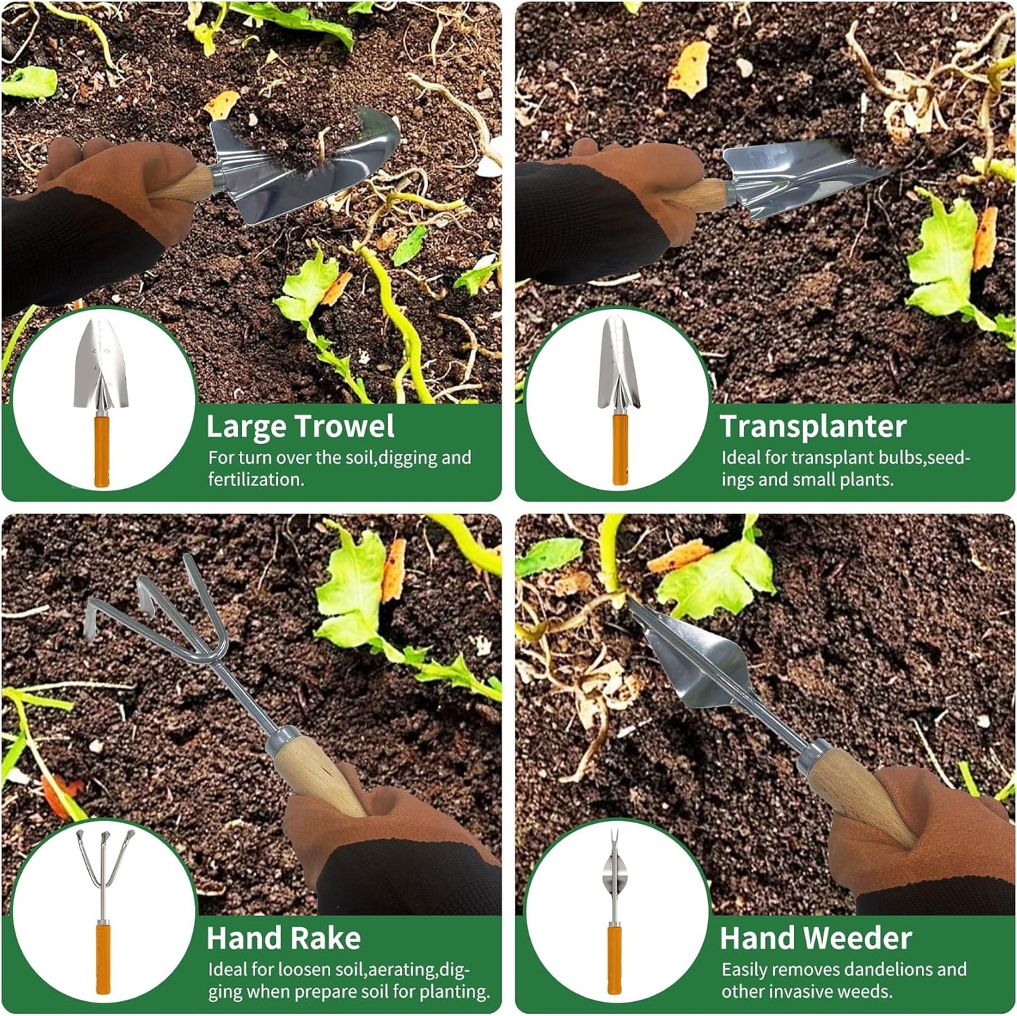 20-Piece Gardening Tools with Fashion and Durable Storage Bag - Heavy Duty Garden Tools Stainless Steel Rust-Proof Ergonomic Garden Tool Set - Ideal Gifts for Women and Men - Portable Gardening Kit