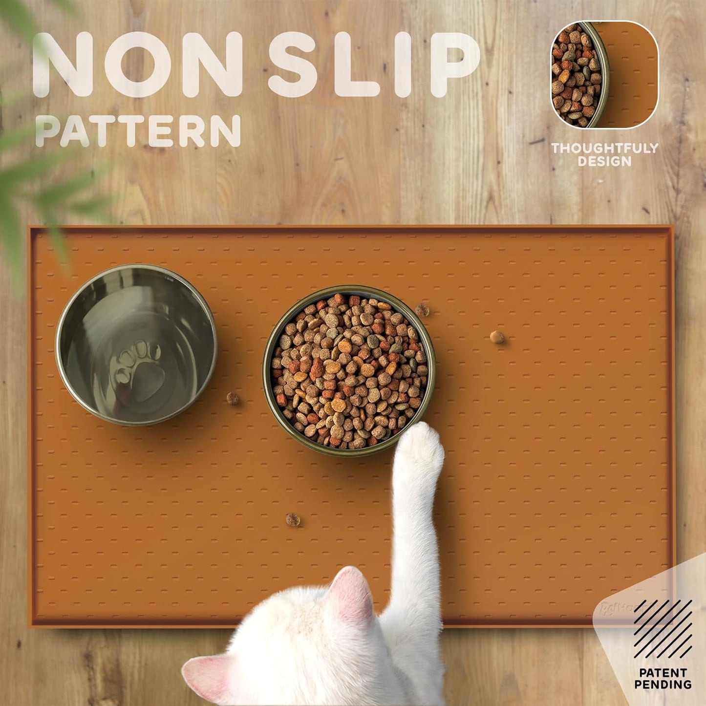 Dog Food Mat - 24x15 Raised Edges Dogs Mat for Food and Water Prevent Spill, Waterproof Cat Food Mats Protect Floors, Easy Clean Dog Bowl Mats for Food and Water, Silicone Pet Feeding Placemats