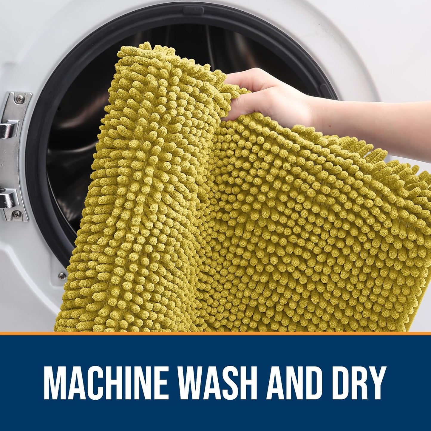 OLANLY Dog Door Mat for Muddy Paws 30x20, Absorbs Moisture and Dirt, Absorbent Non-Slip Washable Doormat, Quick Dry Chenille Mud Mat, Entry Indoor Entryway Carpet for Inside Floor, Mustard Yellow