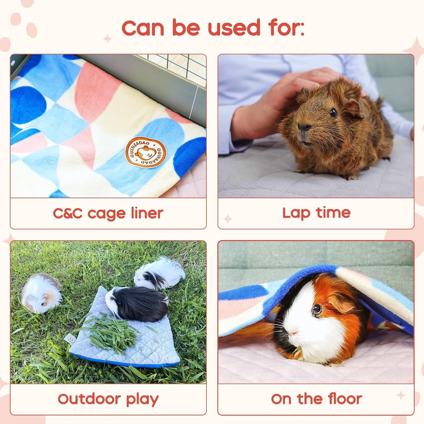 GuineaDad Premium Liner – Fleece Guinea Pig Cage Liner – Ultra-Plush Reusable Fleece Bedding with Waterproof Bottom – (Rainy Day)