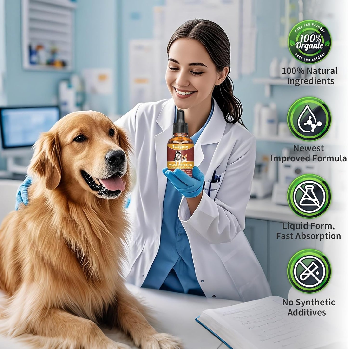 Natural Yeast Infection Treatment for Dogs, Dog Ear Infection Treatment & Dog Yeast Infection Treatment, Ear Infection Treatment for Dogs Help Supports Allergy, Itch & Inflammation Relief