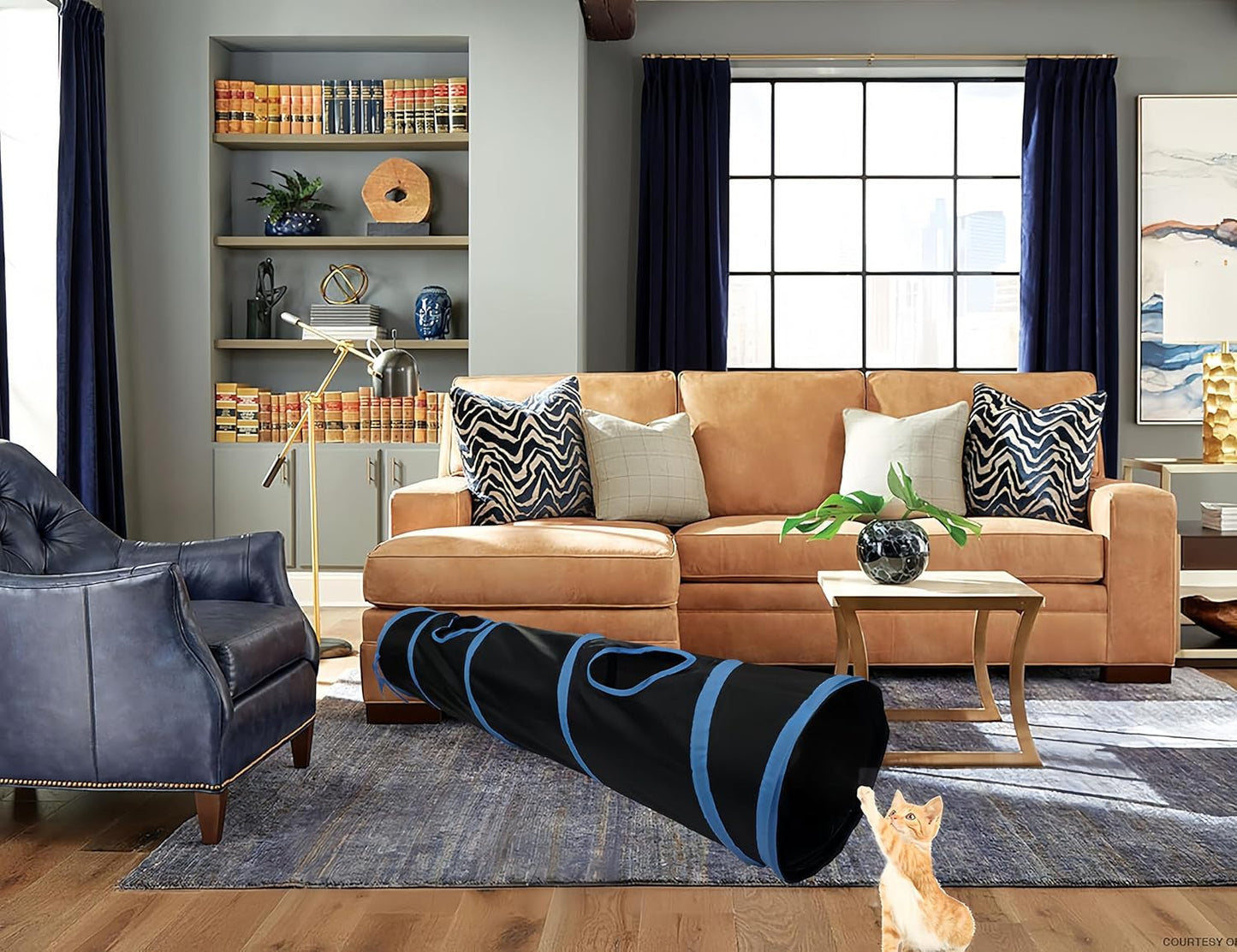 iCAGY Cat Tunnel for Indoor Cats Interactive, Rabbit Tunnel Toys, Pet Toys Play Tunnels for Cats Kittens Rabbits Puppies Crinkle Pop Up Black 45"