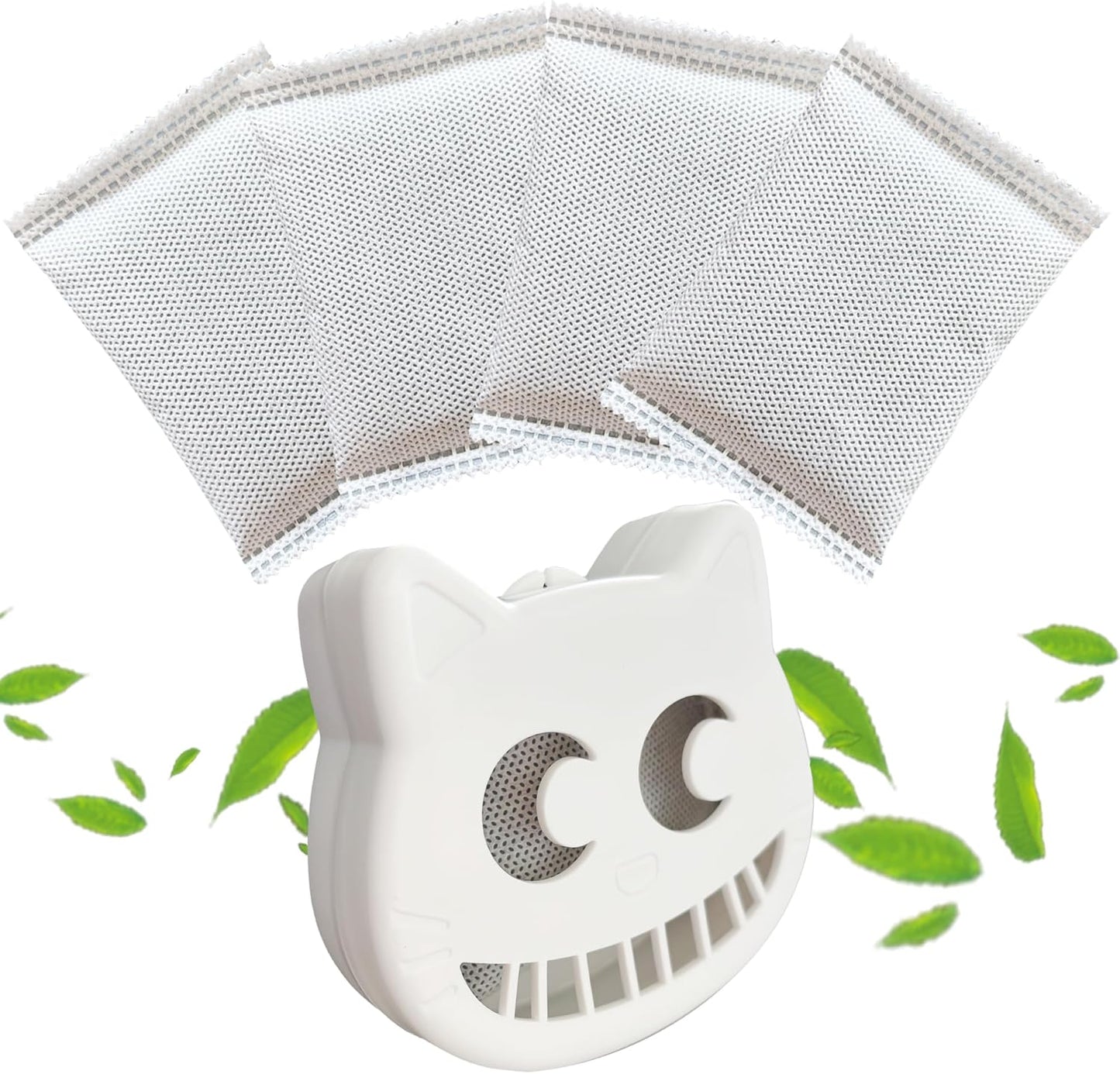 Unscented Cat Litter Box Deodorizer Kit Stick-On Activated Carbon Odor Eliminators Compatible with most manual and automatic litter boxes (4 Refills+ 1 Box) (White, Unscented)