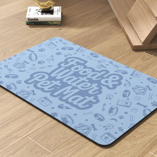 Pet Feeding Mat-Absorbent Dog Mat for Food and Water Bowl-No Stains Quick Dry Water Dispenser Mat-Dog Accessories Pet Supplies-Bowl for Messy Drinkers（Words,12"x19"