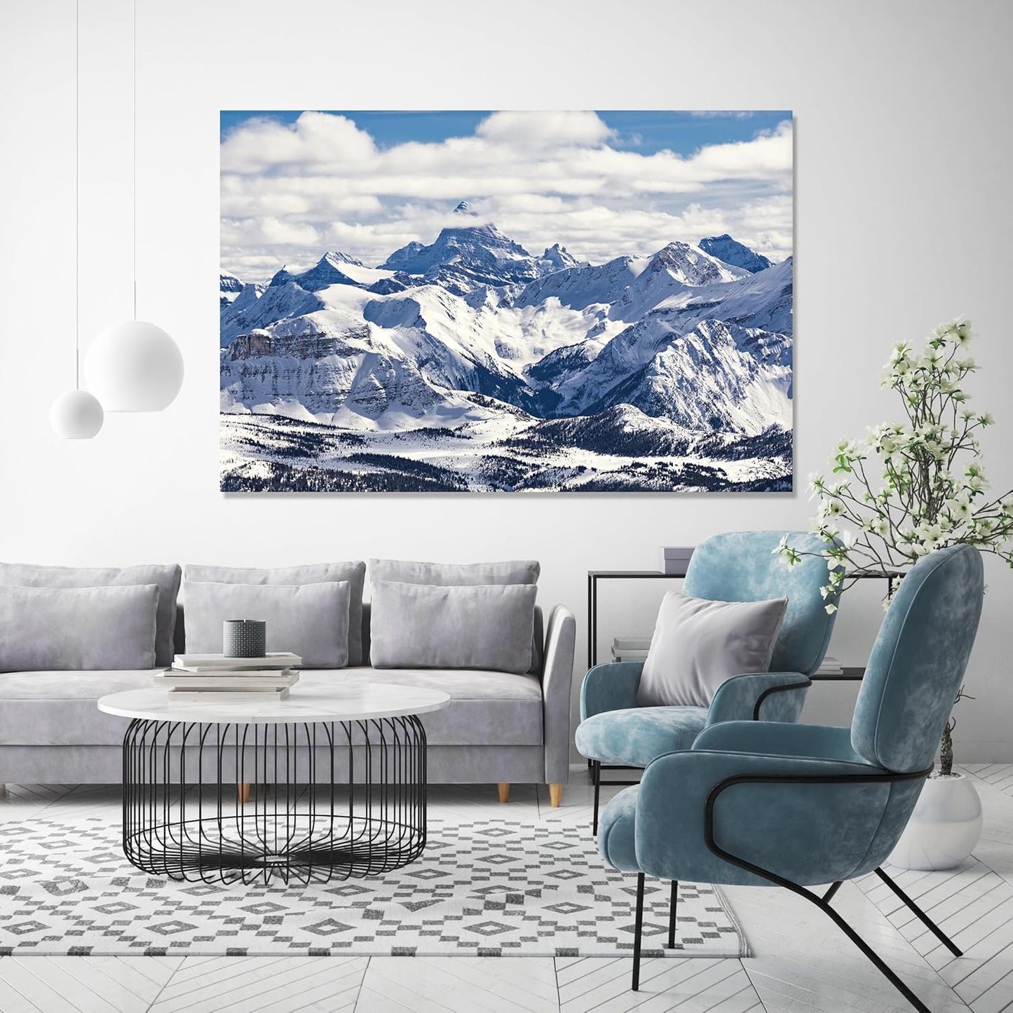 Nature Wall Art Prints - Ocean Forest Mountain Lake Canvas Landscapes - Small to Extra Large Living Room Bedroom Kitchen Bathroom Décor (Snowy Mountains Landscape, 20L" x 30W")